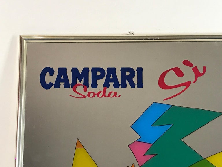 1980s Vintage Wall Mirror Advertising Campari Soda Sì Made in Italy For Sale 9