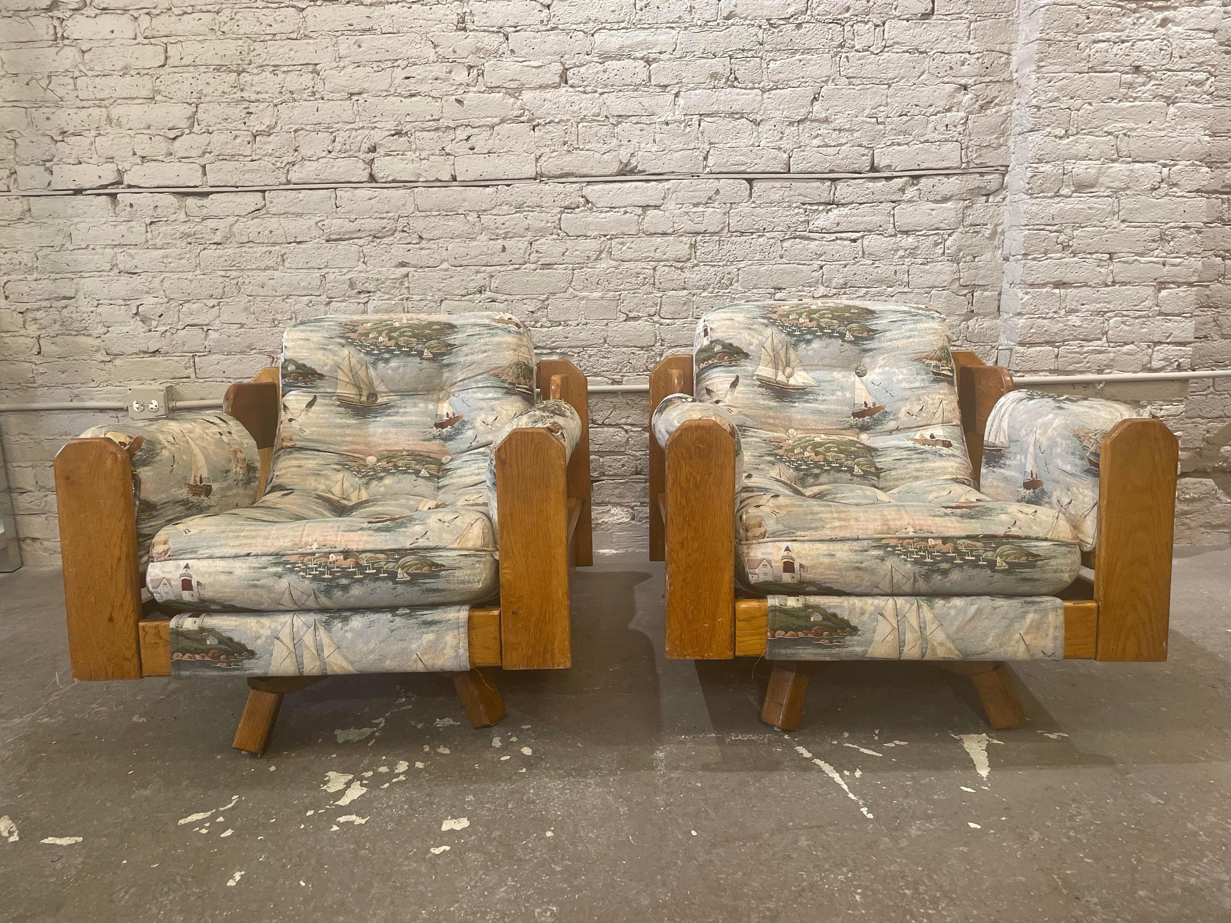 Modern 1980s Vintage Wood Rustic Swivel Chairs - a Pair For Sale