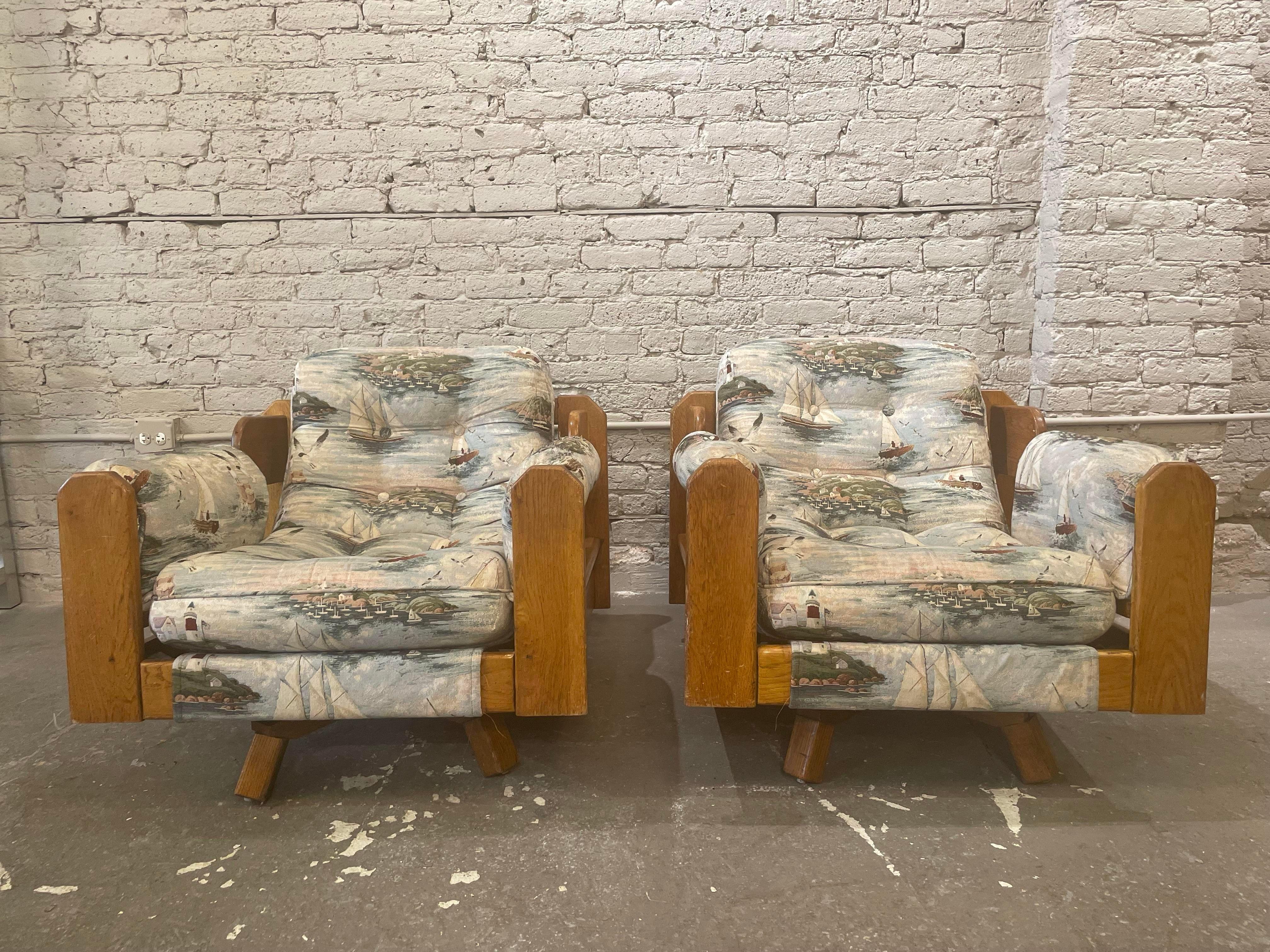 1980s Vintage Wood Rustic Swivel Chairs - a Pair In Good Condition For Sale In Chicago, IL