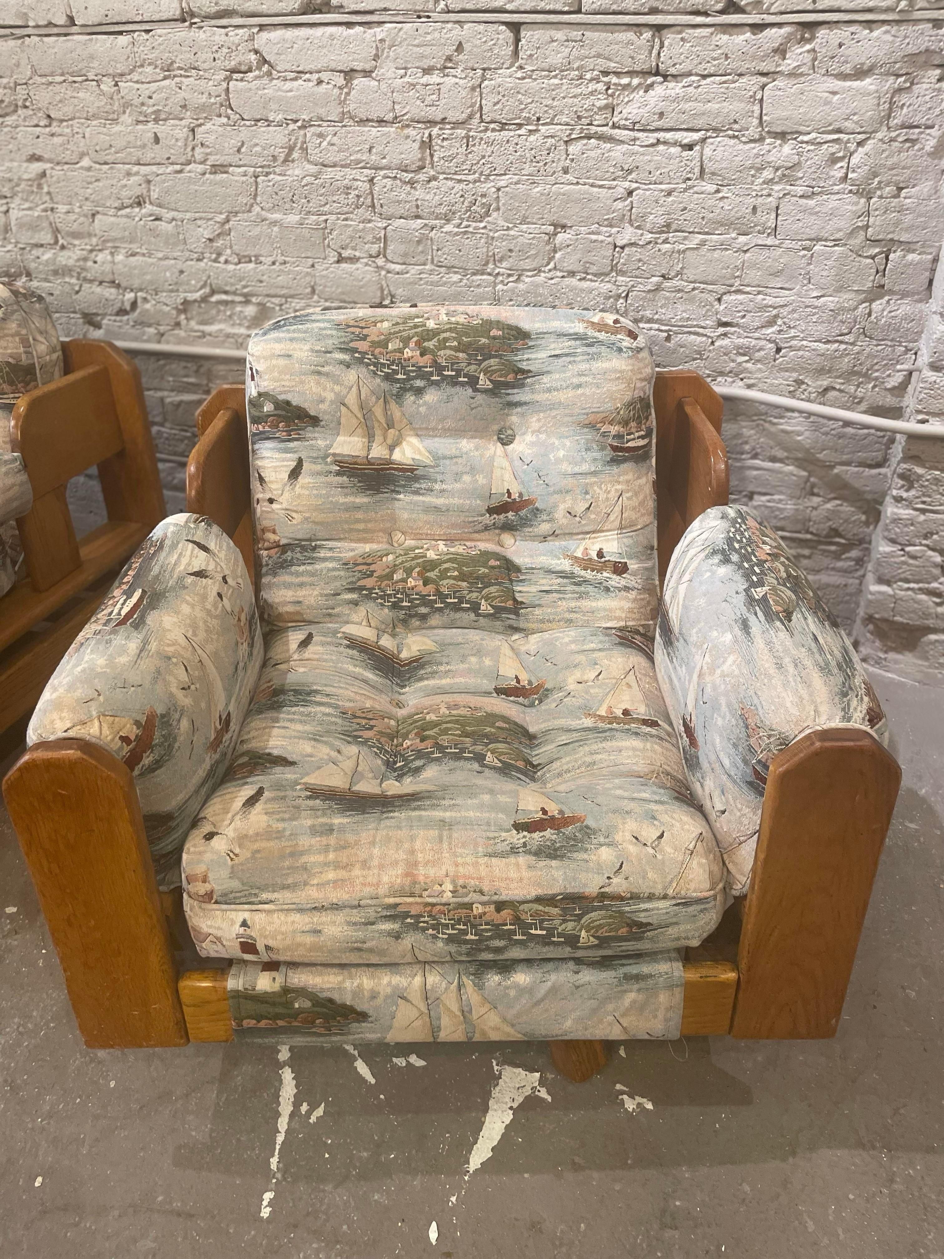 Fin du 20e siècle Paire de chaises pivotantes rustiques en Wood des années 1980 en vente