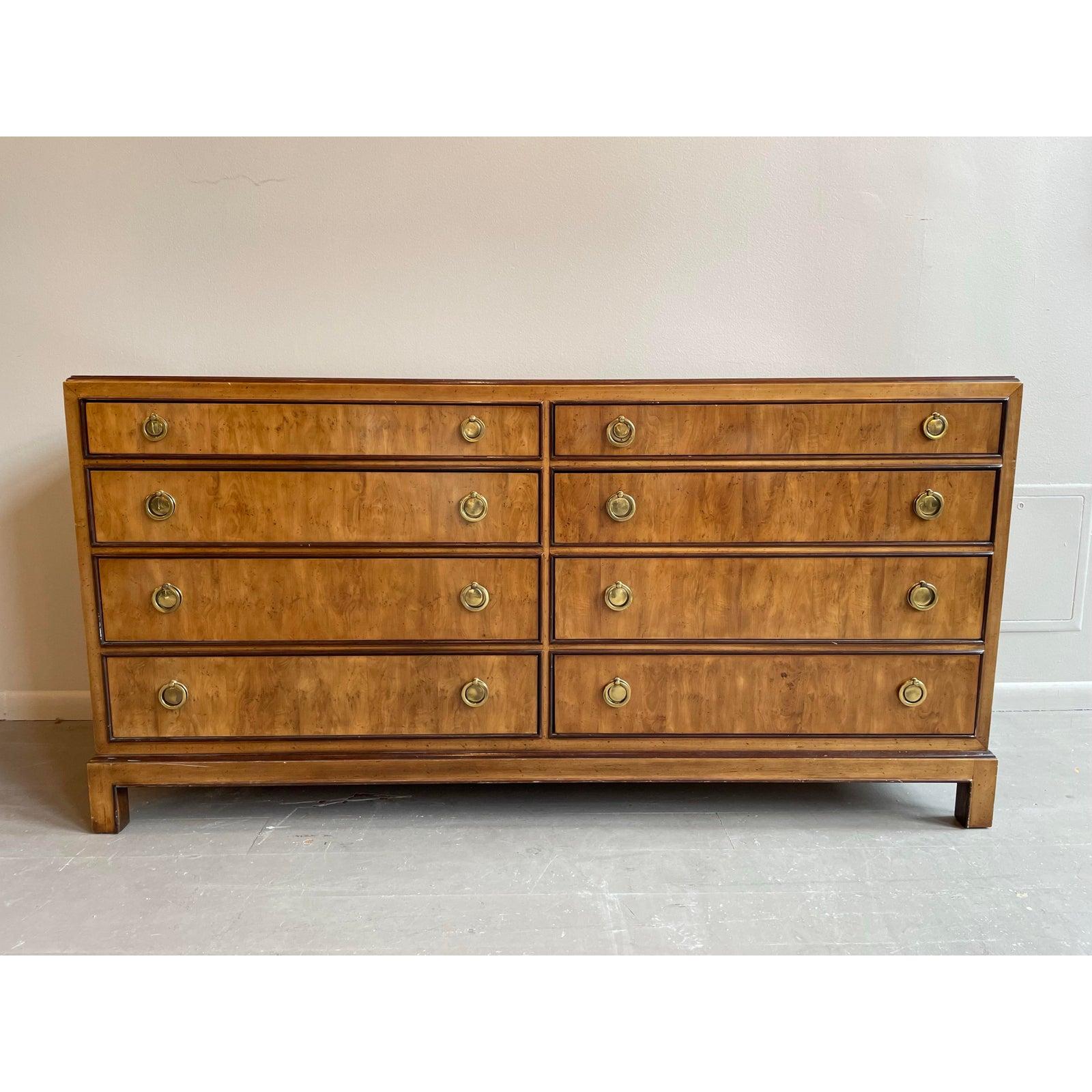 Brass 1980s Vintage Wooden Drexel Heritage Dresser For Sale