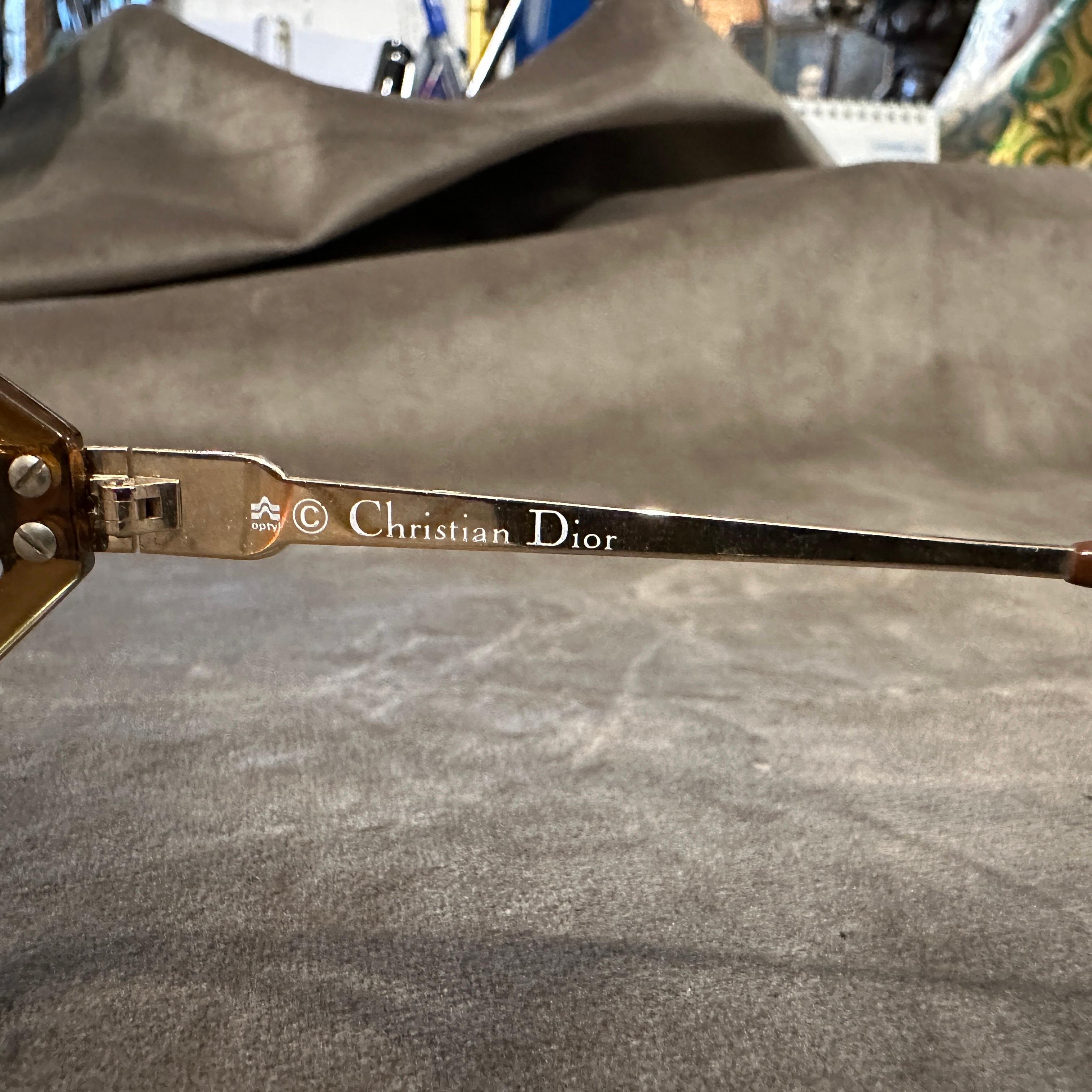 1980er Jahre Vintage Gelb und Light Brown Acetat Brillen von Christian Dior (Braun) im Angebot