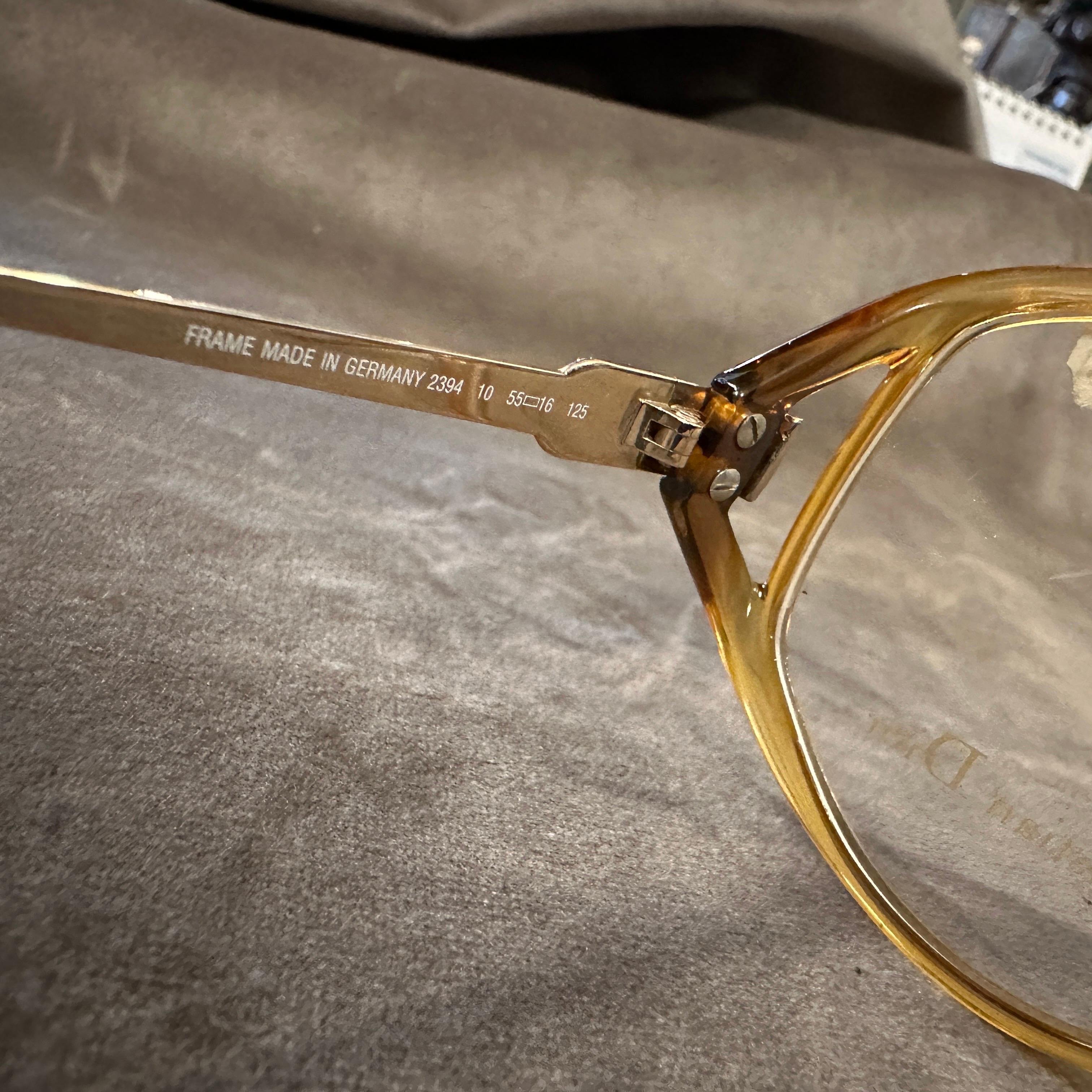 1980er Jahre Vintage Gelb und Light Brown Acetat Brillen von Christian Dior im Angebot 1