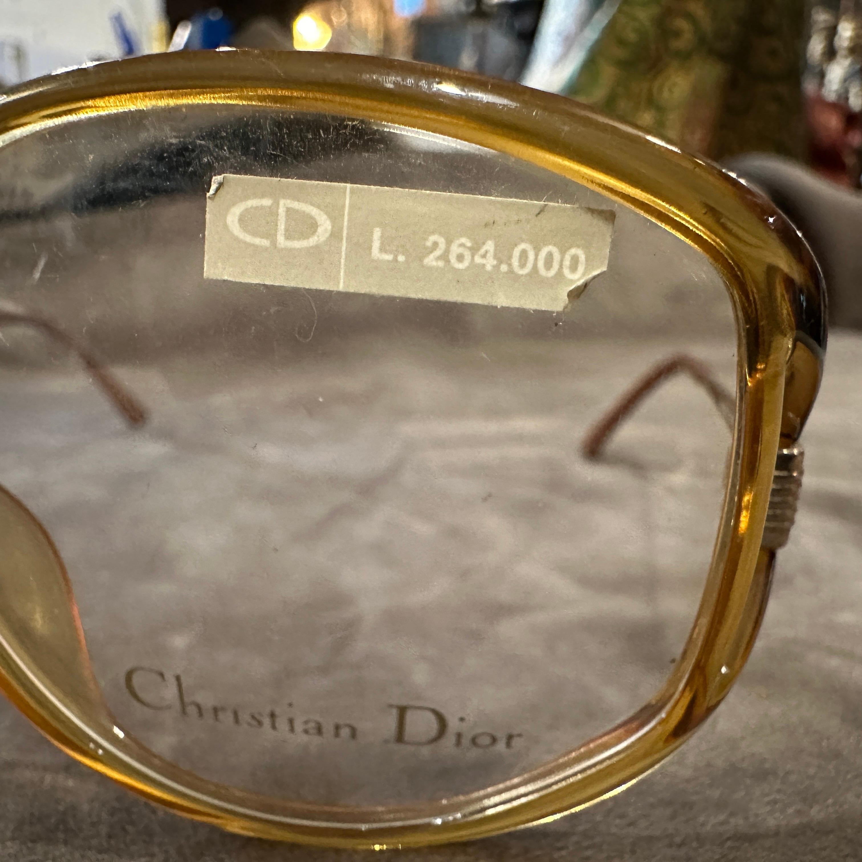 1980er Jahre Vintage Gelb und Light Brown Acetat Brillen von Christian Dior im Angebot 2