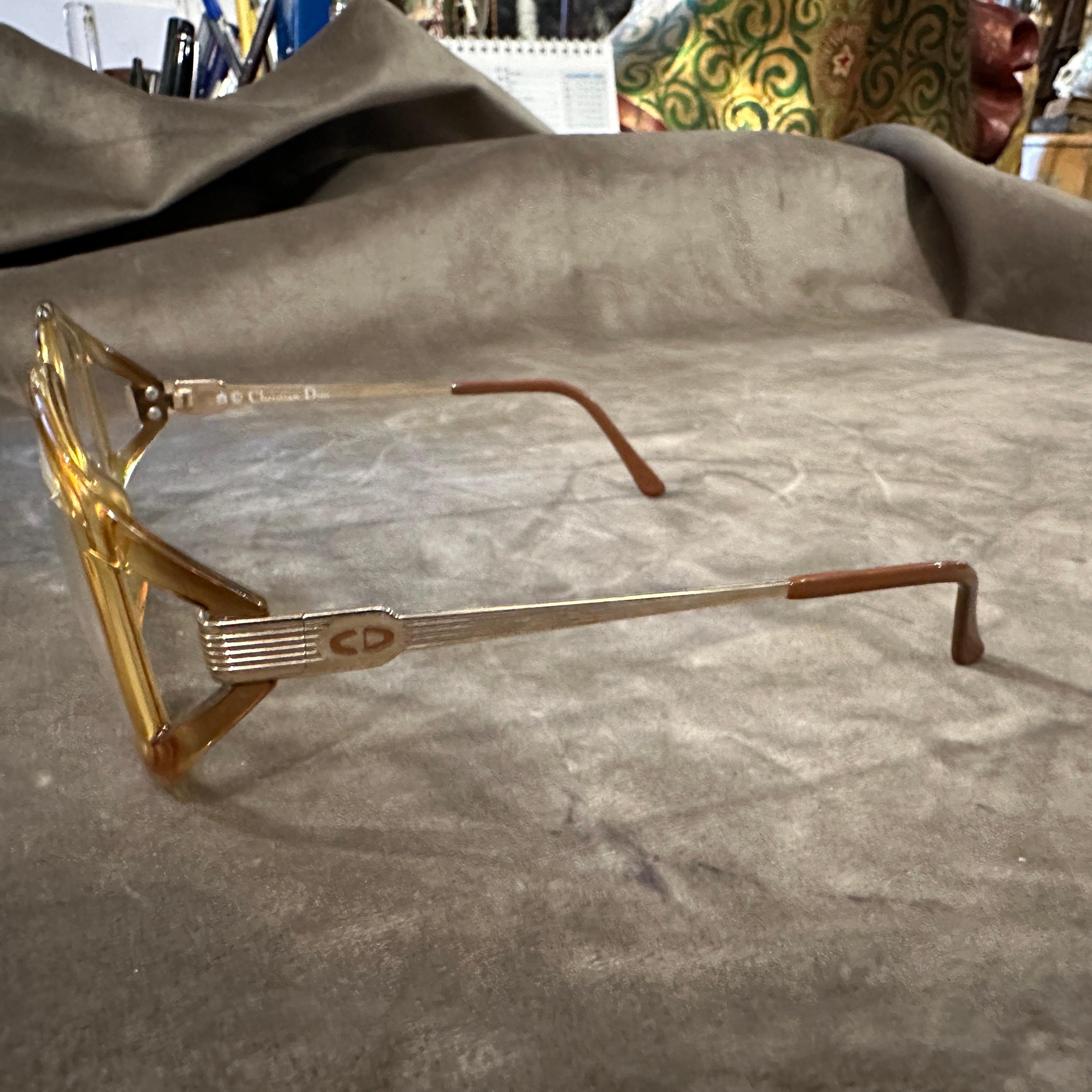 1980er Jahre Vintage Gelb und Light Brown Acetat Brillen von Christian Dior im Angebot 4