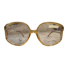 Gafas vintage de acetato amarillo y marrón claro de los años 80 de Christian Dior
