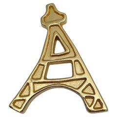 1980s Vintage Yves Saint Laurent Iconic Gold Tone Eiffel Tower Brooch