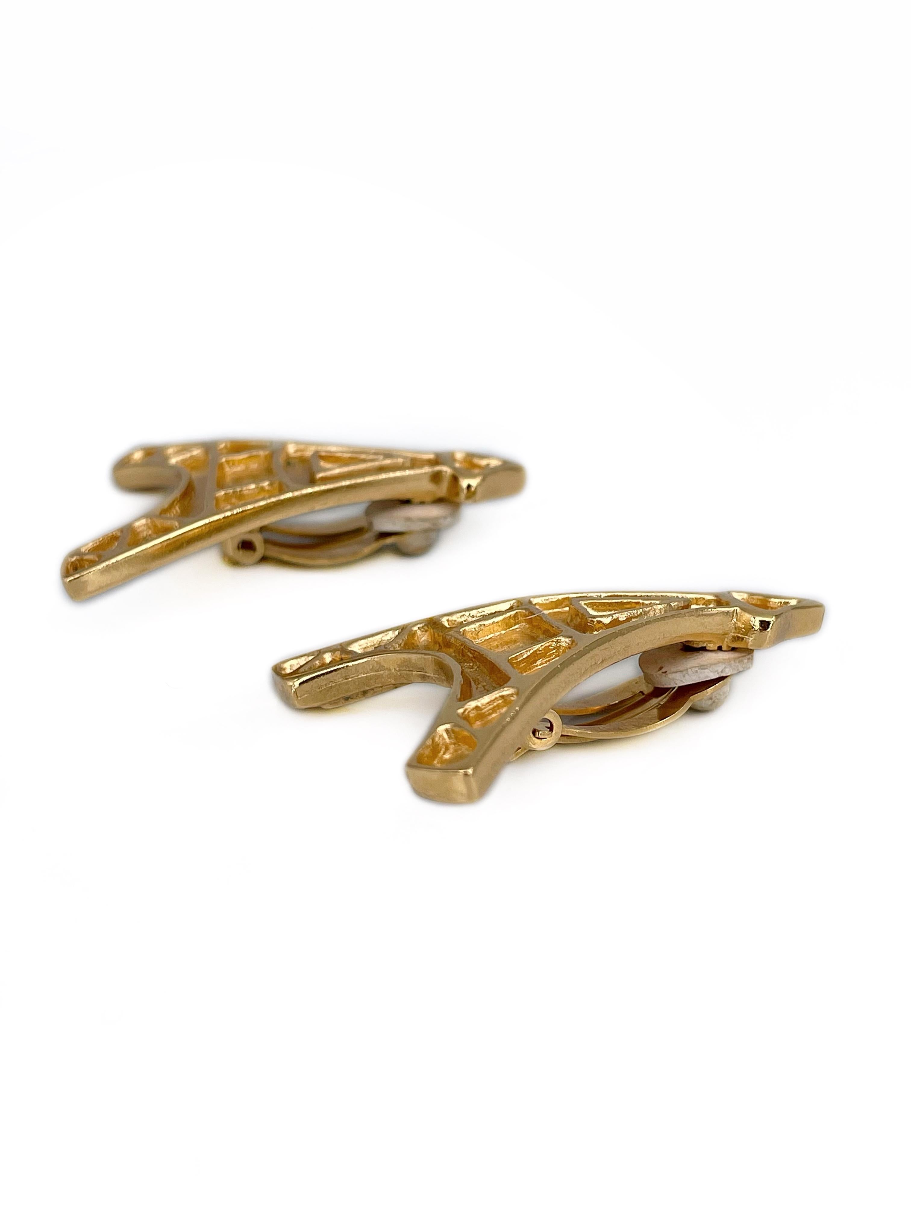 Women's 1980s Vintage Yves Saint Laurent Iconic Gold Tone Eiffel Tower Clip-On Earrings For Sale