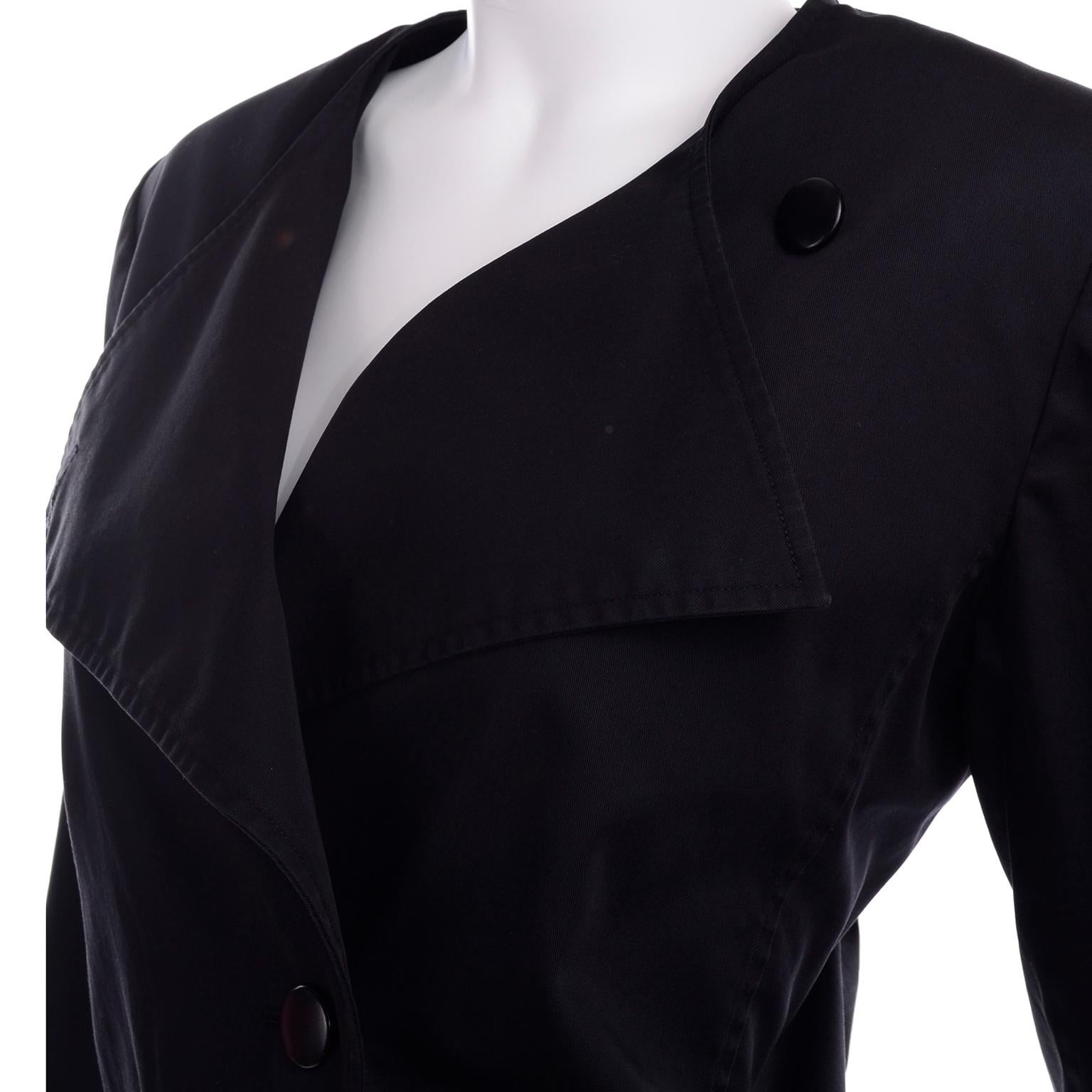 1980s Vintage Yves Saint Laurent YSL Black Cotton Short Jacket French Size 44 7
