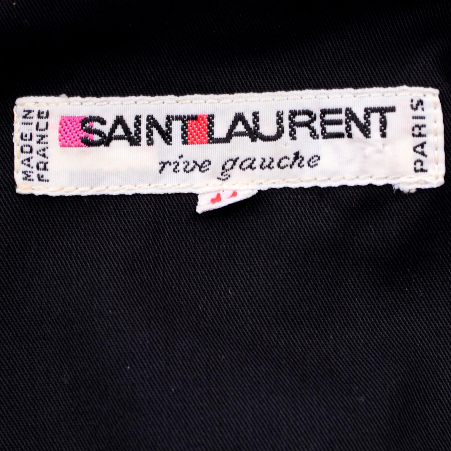 1980s Vintage Yves Saint Laurent YSL Black Cotton Short Jacket French Size 44 9