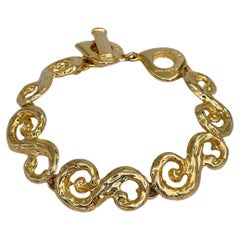 1980s Vintage Yves Saint Laurent YSL Gold Tone Arabesque Pattern Bracelet
