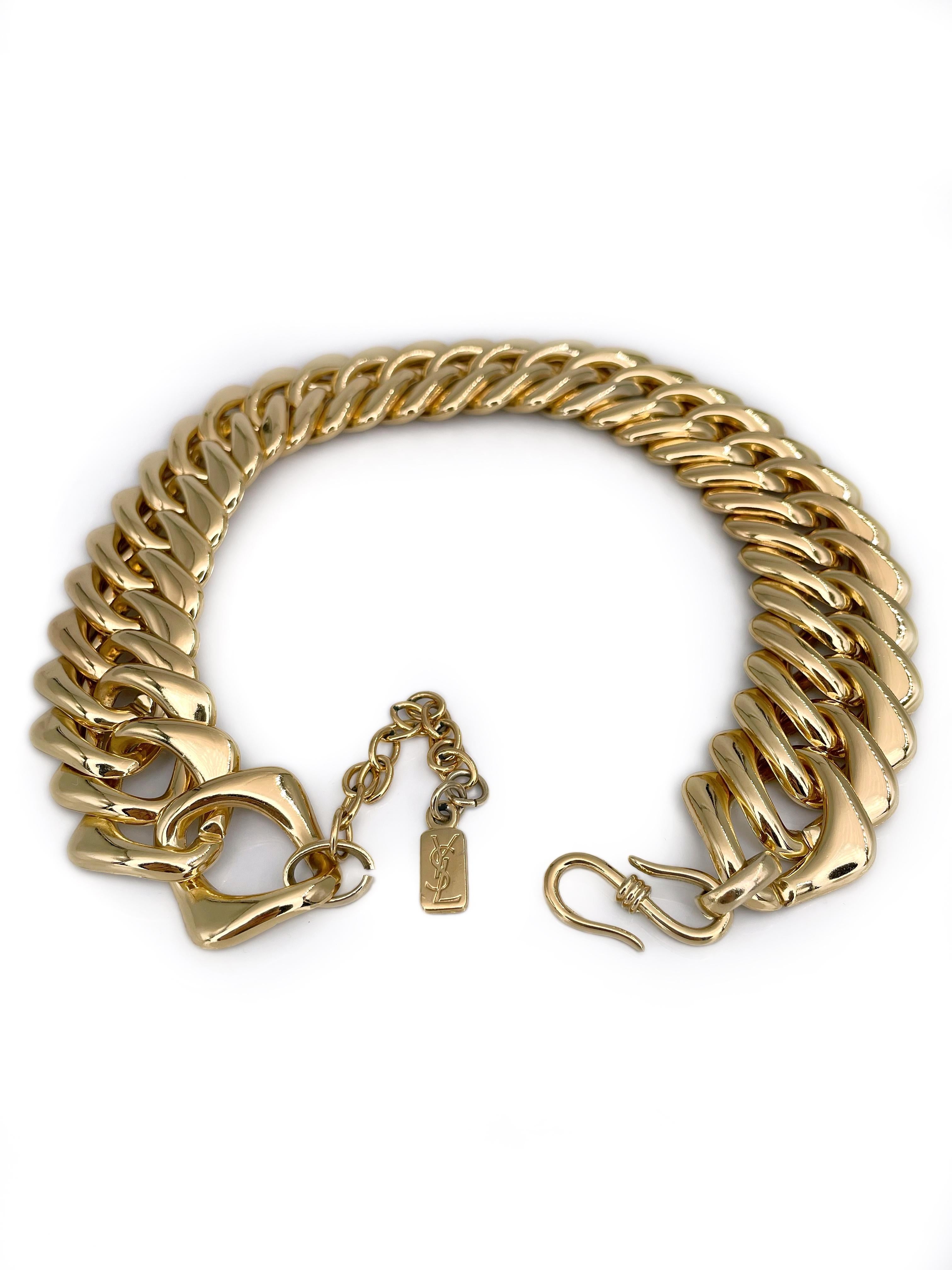 Moderno Yves Saint Laurent YSL Vintage anni '80 Collana Collier con catena in oro in vendita