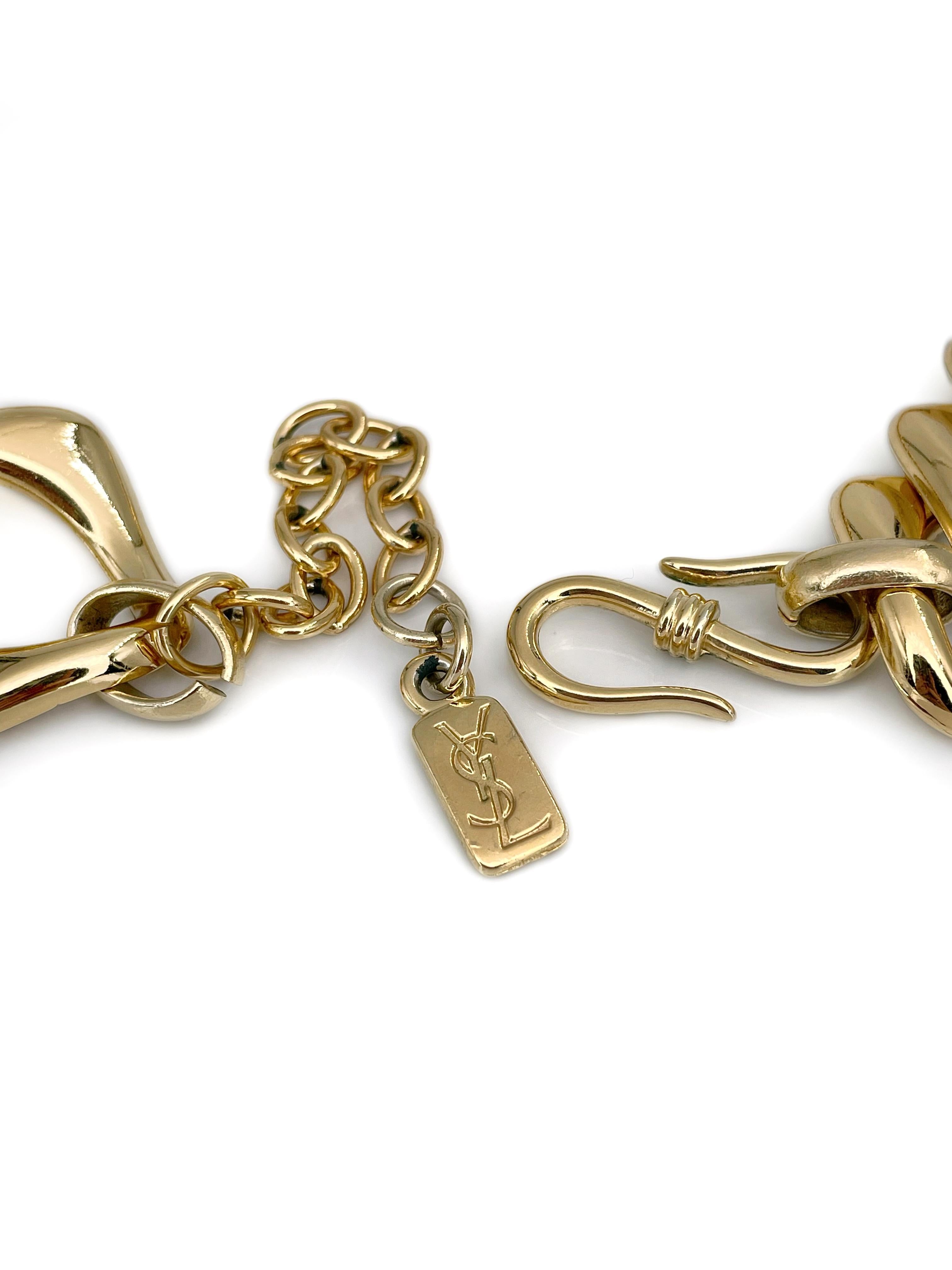 1980 Vintage Yves Saint Laurent YSL Collier Chaîne ton or Bon état - En vente à Vilnius, Vilniaus apskr.