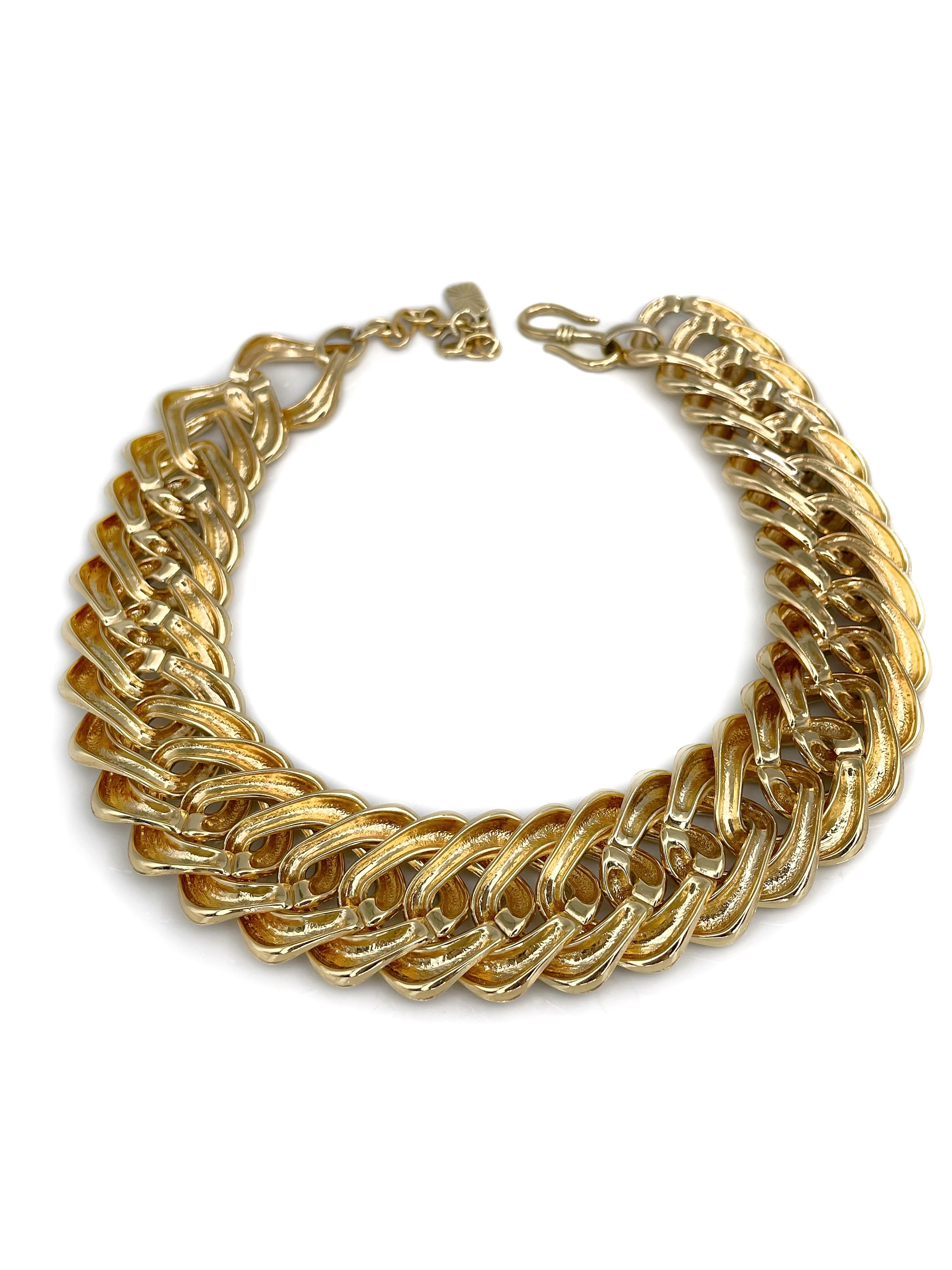 1980 Vintage Yves Saint Laurent YSL Collier Chaîne ton or en vente 1