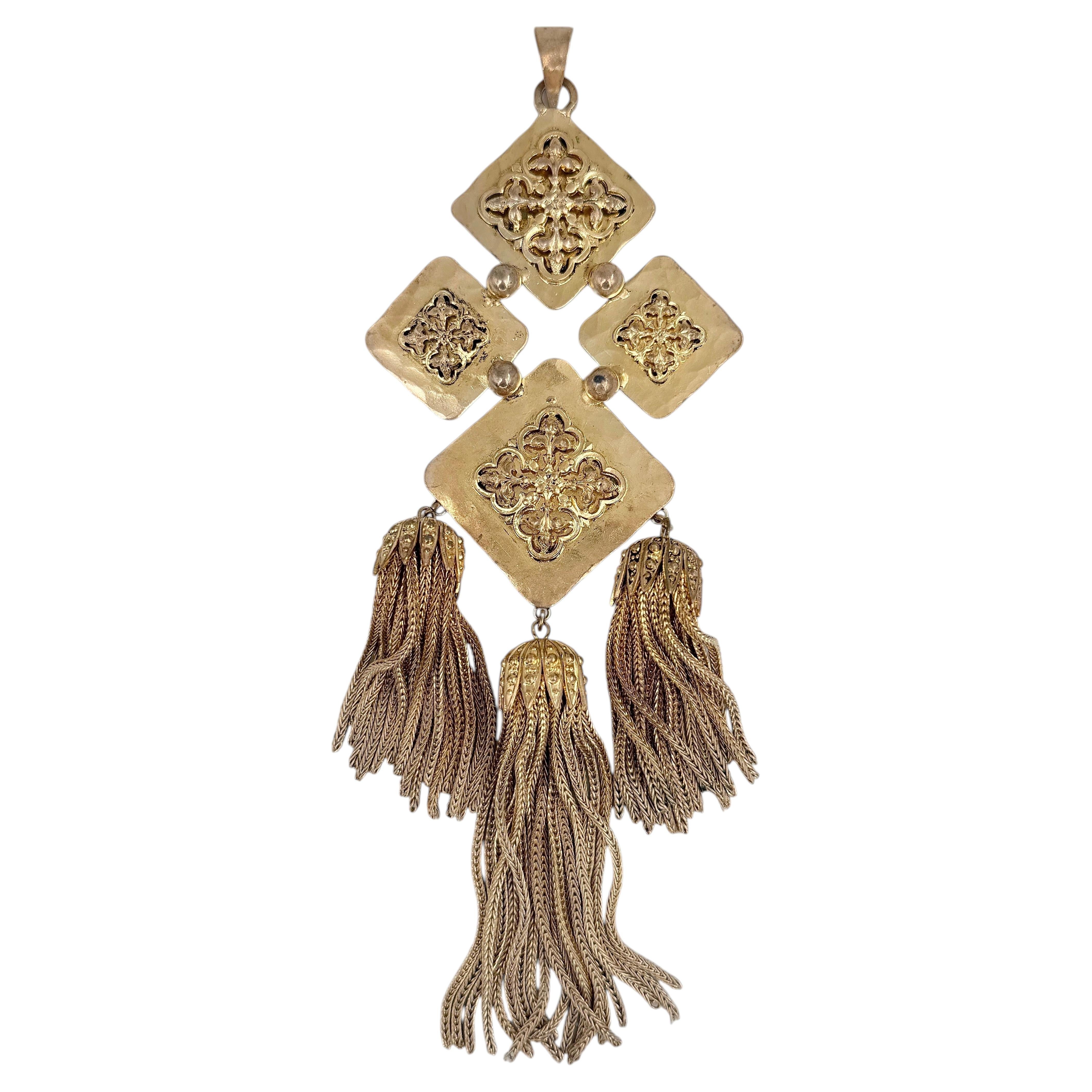1980s Vintage Yves Saint Laurent YSL Massive Tassel Pendant