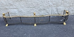 1980s Virginia Metalcrafters Polished Brass and Iron Fireplace Fender