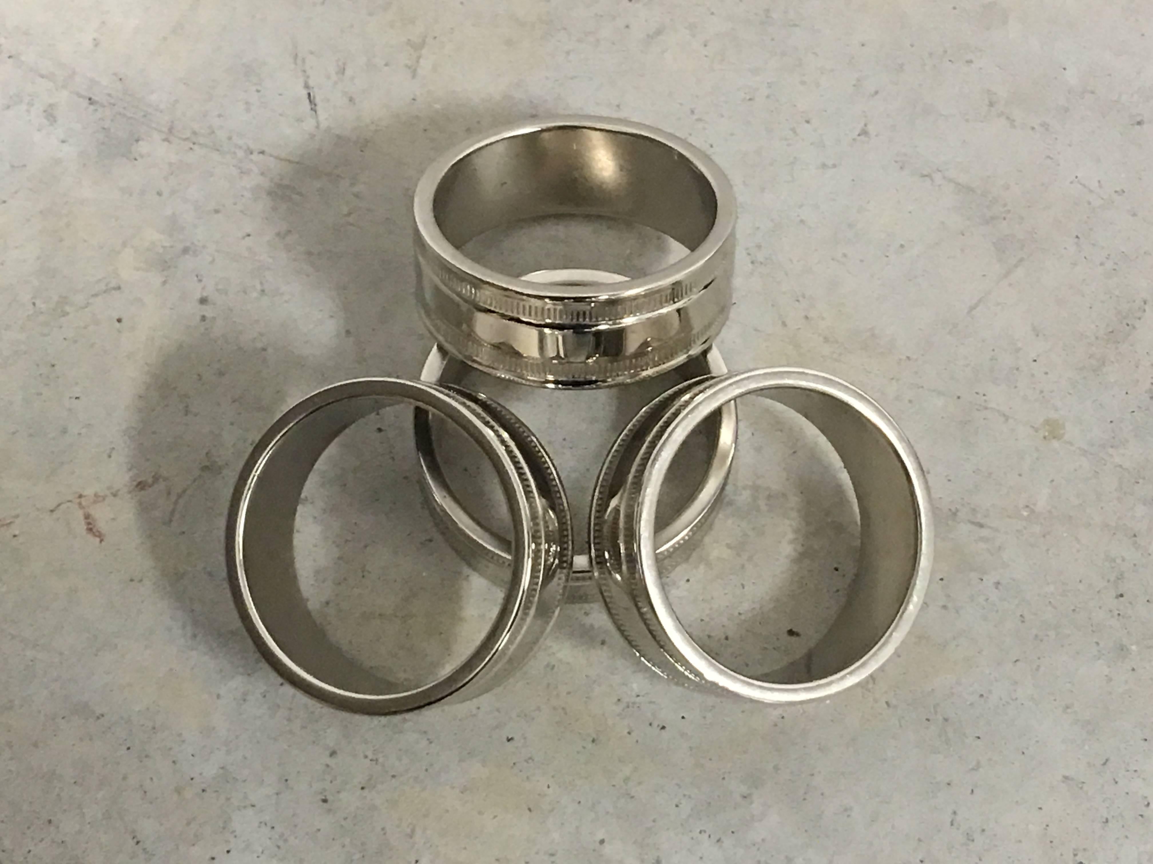 Modern 1980s Virginia Metalcrafters Silver Plated Brass Napkin Rings, Set of Four For Sale