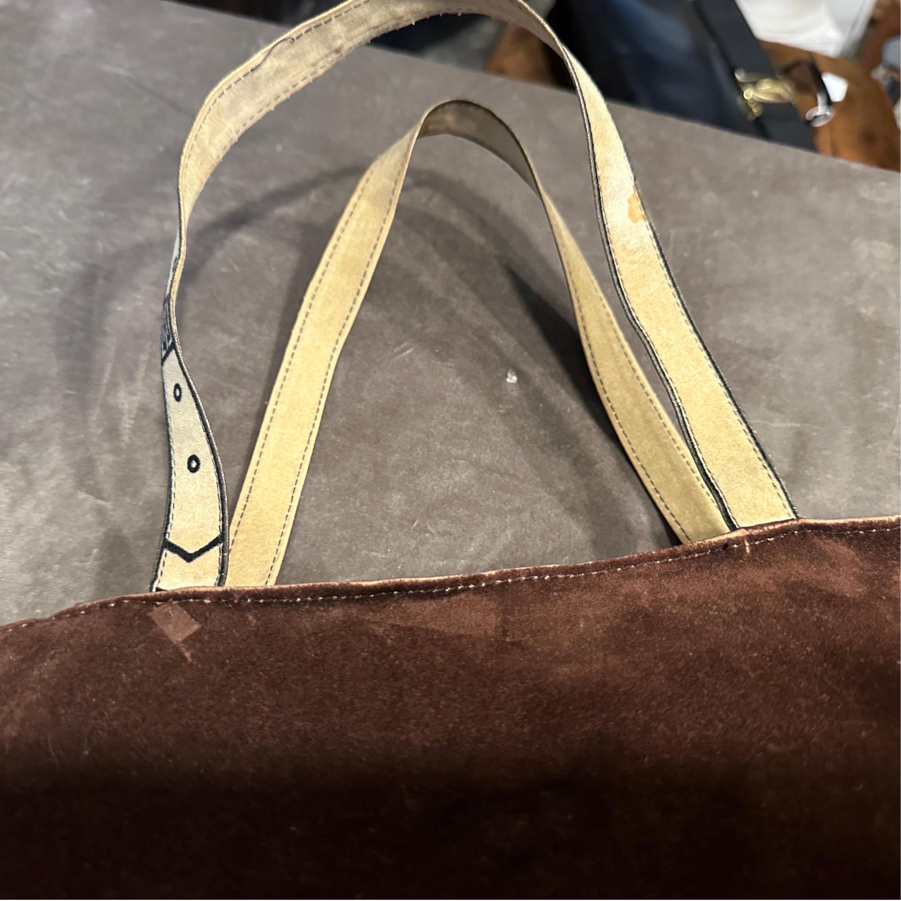 1980s Vitage Suede Tote Bag by Roberta di Camerino For Sale 6
