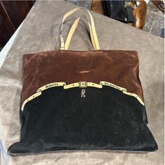 1980s Vitage Suede Fabric Tote Bag by Roberta di Camerino