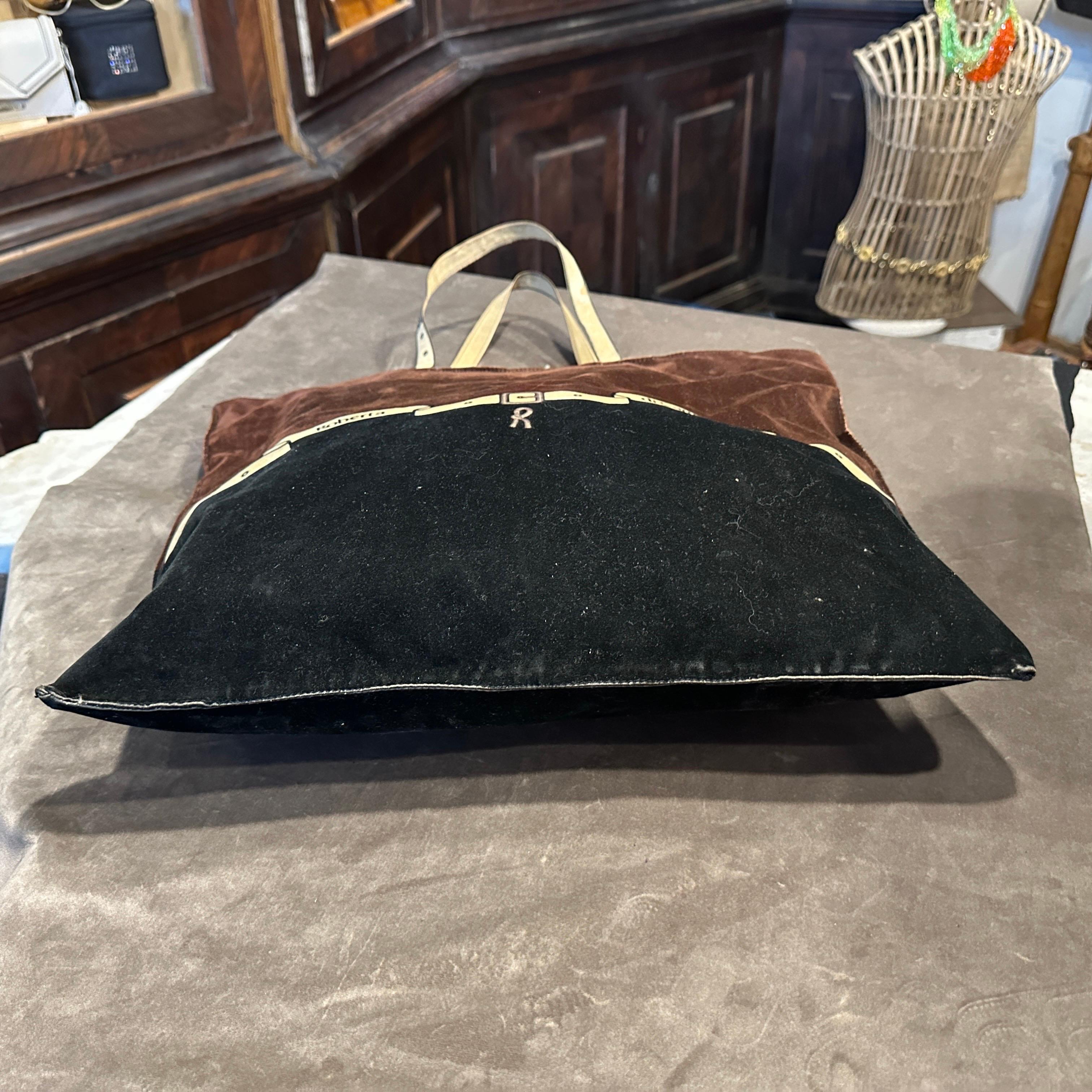 1980s Vitage Suede Tote Bag by Roberta di Camerino For Sale 1