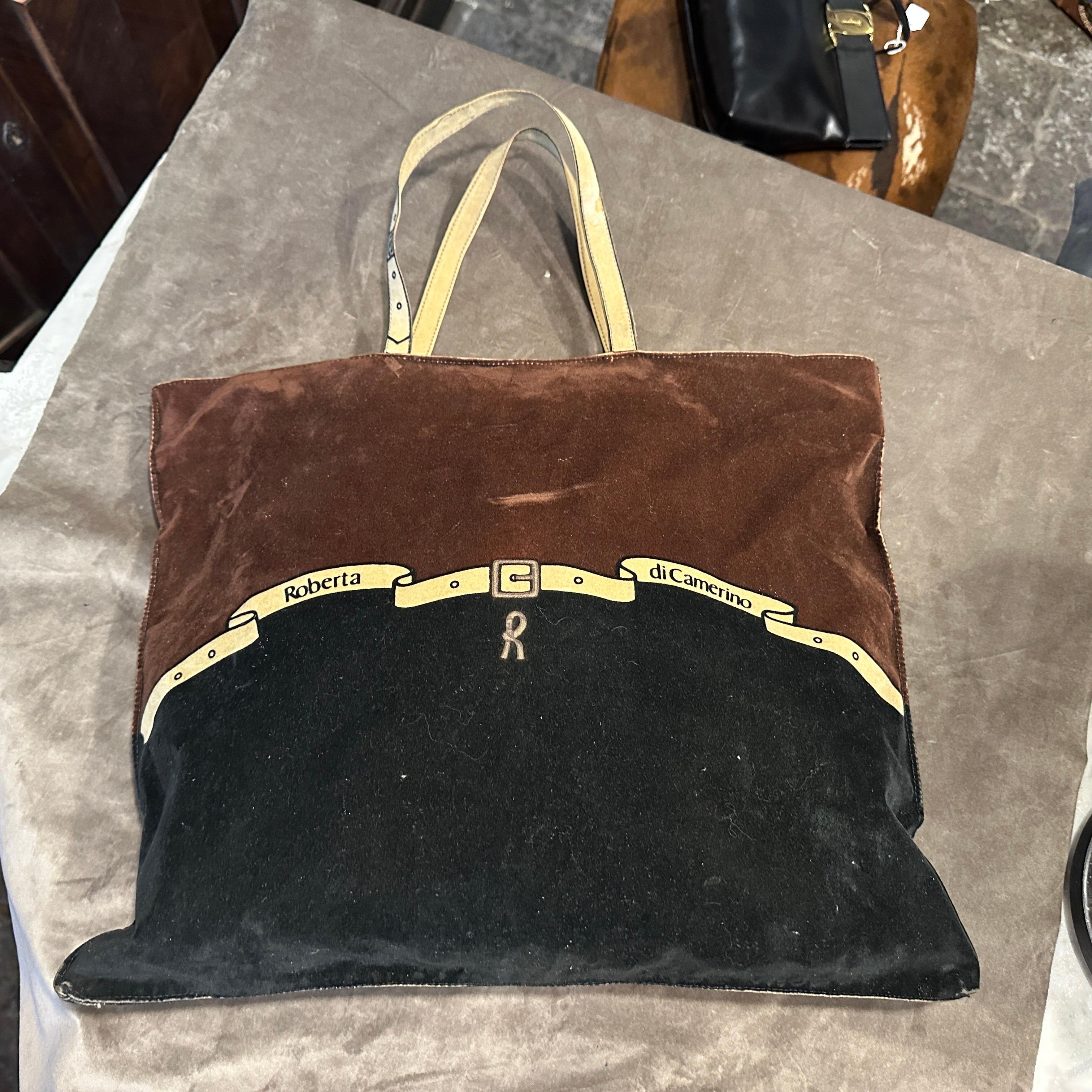 1980s Vitage Suede Tote Bag by Roberta di Camerino For Sale 4