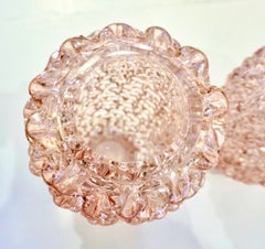 1980s Vivarini Italian Large Vintage Pink Rostrato Spike Murano Glass Ovoid Vase