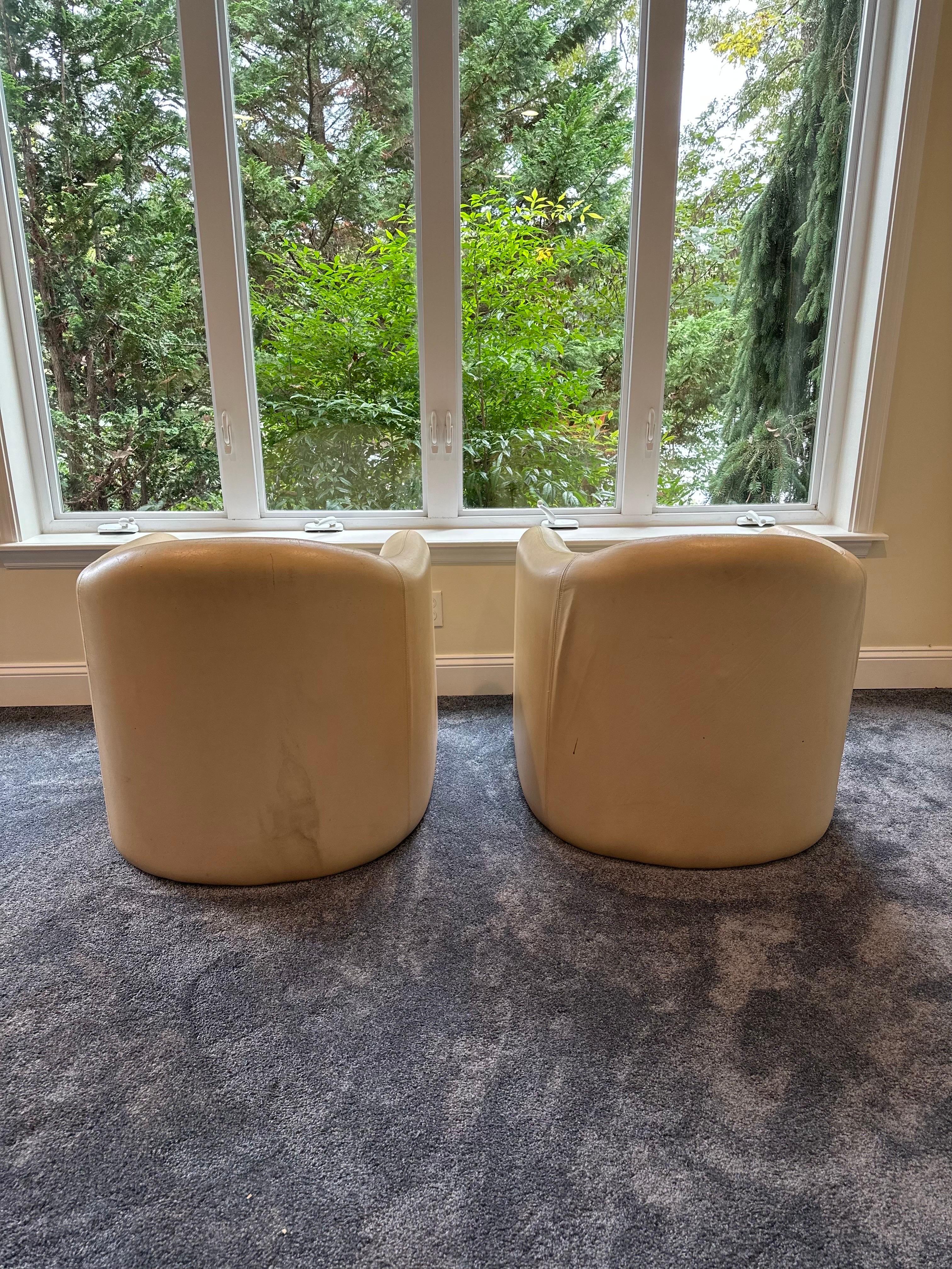 Leather 1980s Vladimir Kagan Biomorphic Preview Chairs - a pair For Sale