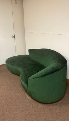 1980s Curved Cloud Dark Green Sofa