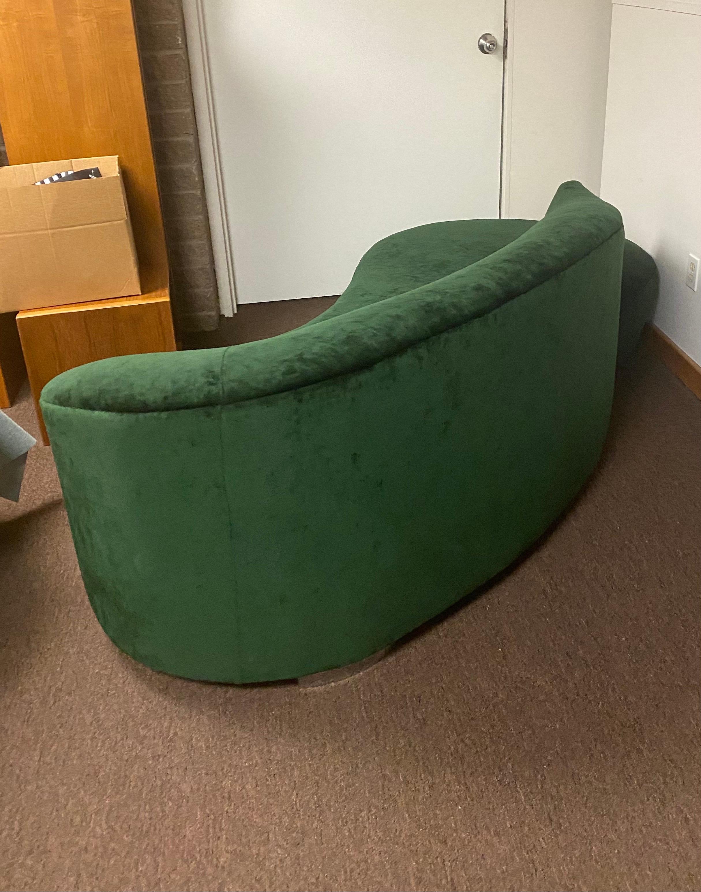 Modern 1980s Curved Cloud Dark Green Sofa