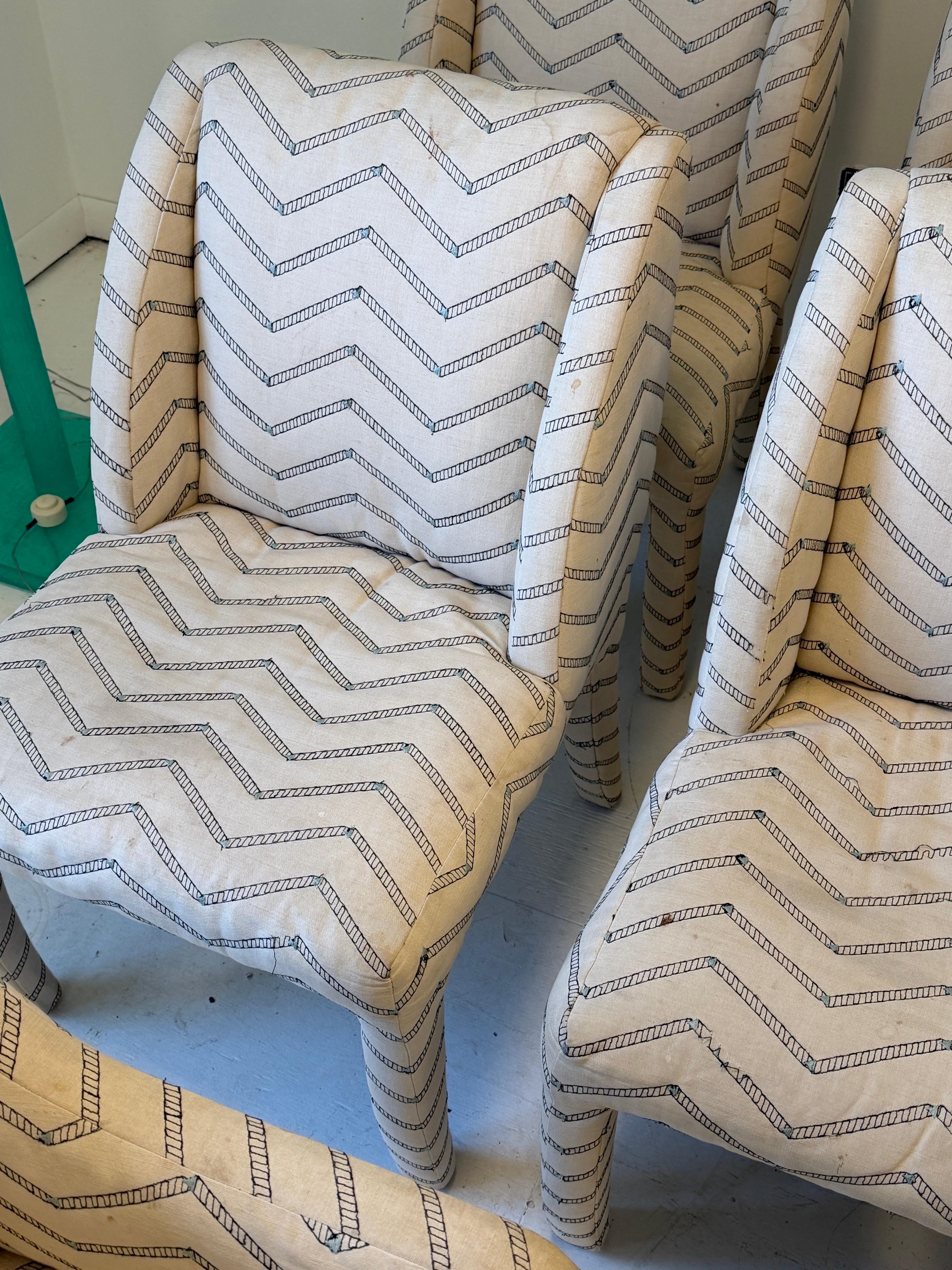 1980s Vladimir Kagan for Directional Upholstered Dining Chairs Set of 8 (Ende des 20. Jahrhunderts)