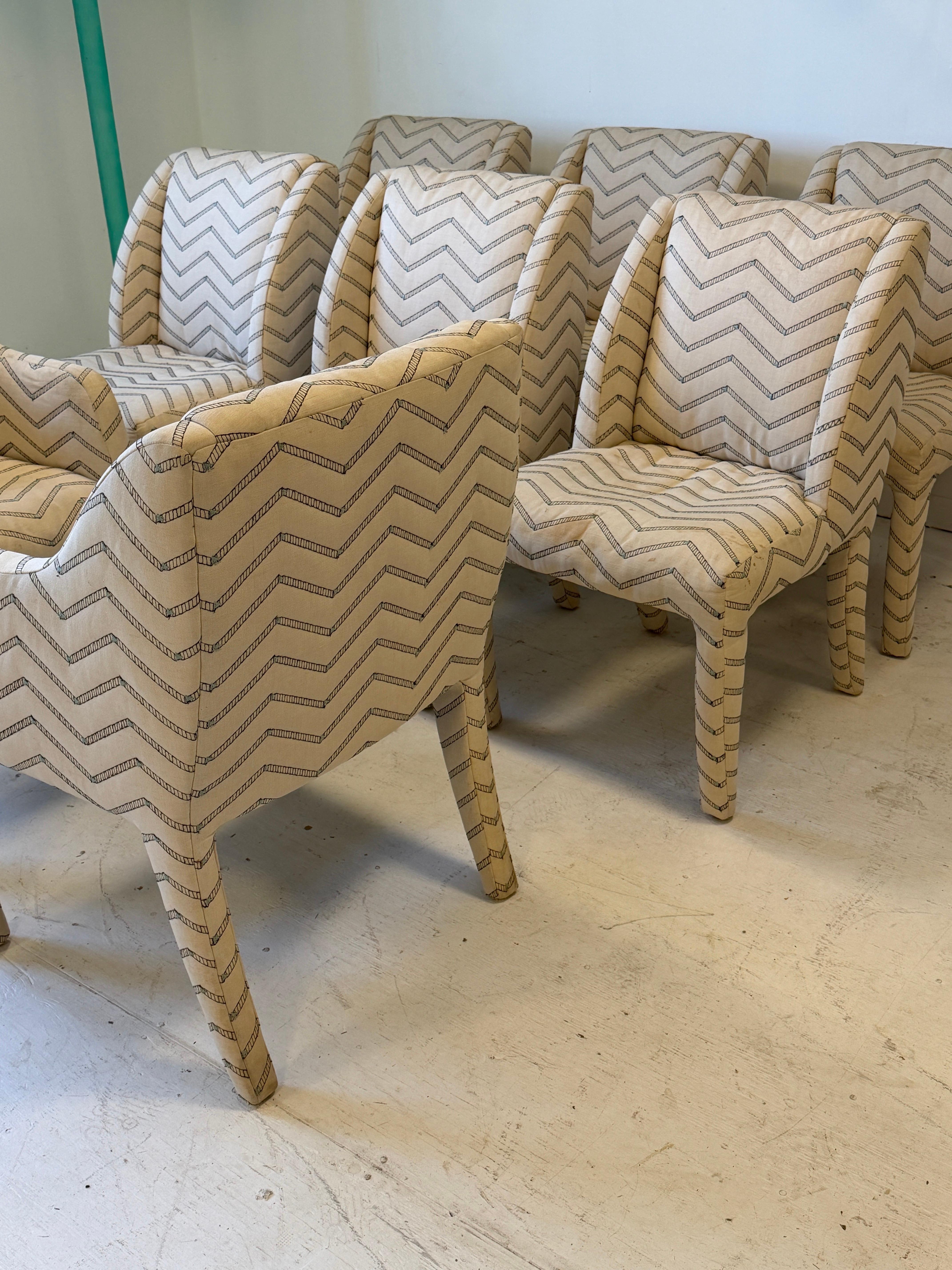 1980s Vladimir Kagan for Directional Upholstered Dining Chairs Set of 8 3