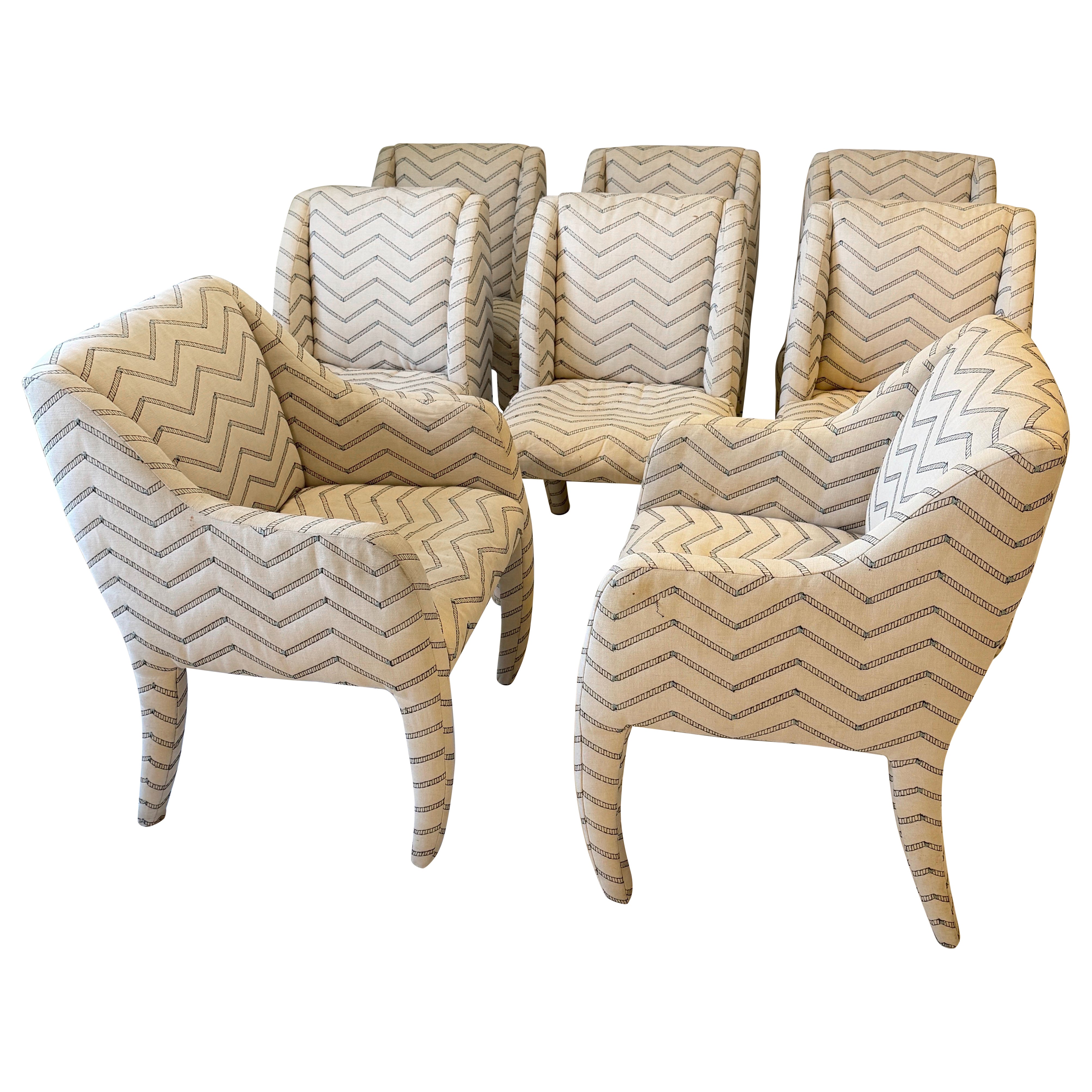 1980s Vladimir Kagan for Directional Upholstered Dining Chairs Set of 8