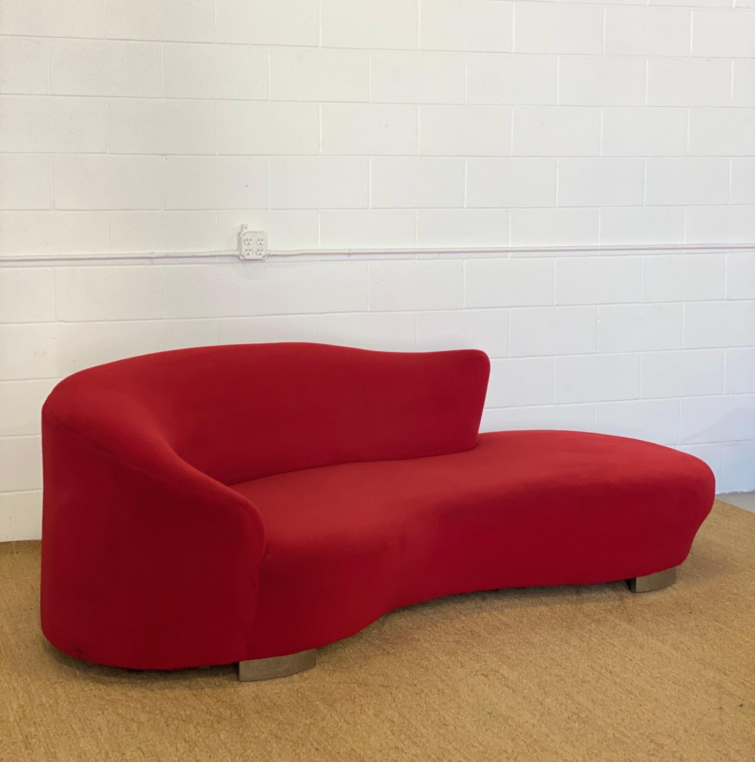 Late 20th Century 1980s Vintage Curved Cloud Red Sofa For Sale
