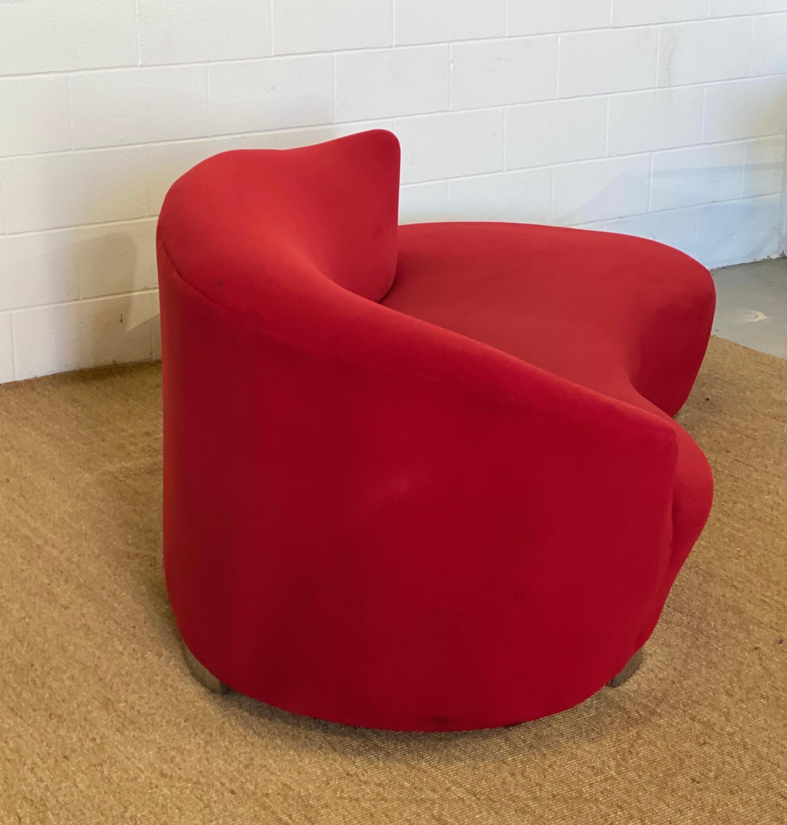 Upholstery 1980s Vintage Curved Cloud Red Sofa For Sale