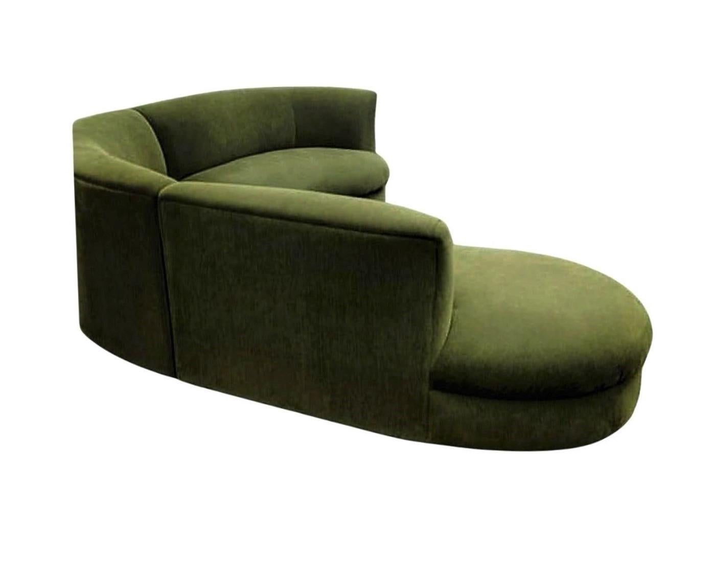 Mid-Century Modern 1980s Vladimir Kagan Style Three-Piece Curved Sectional Sofa