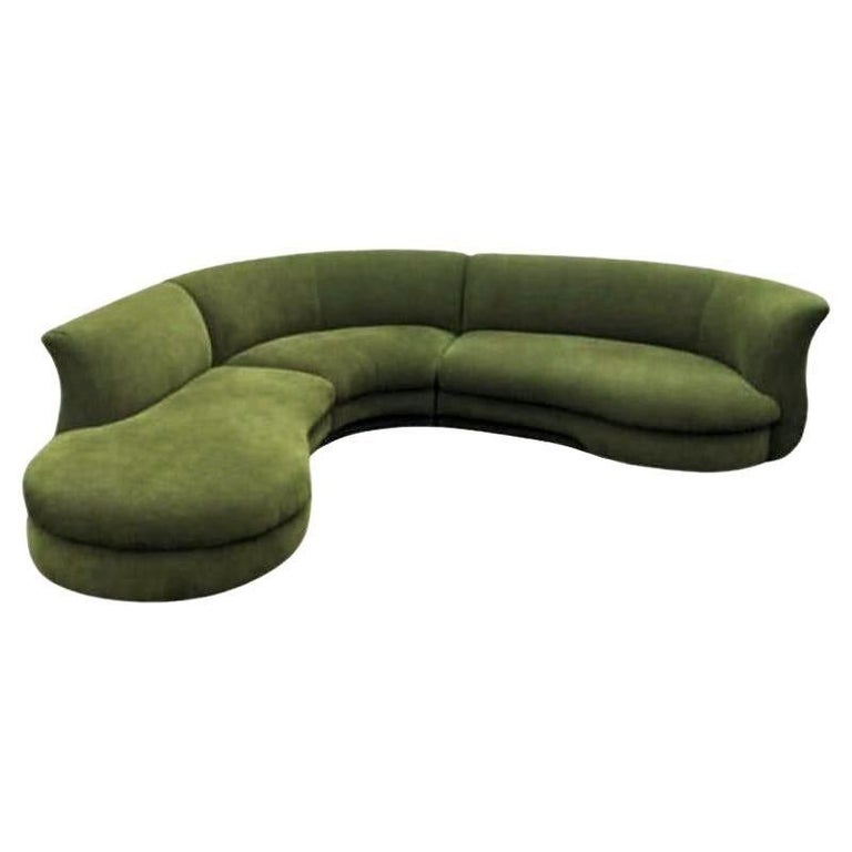 Vladimir Kagan–Style Three-Piece Curved Sectional Sofa, 1986