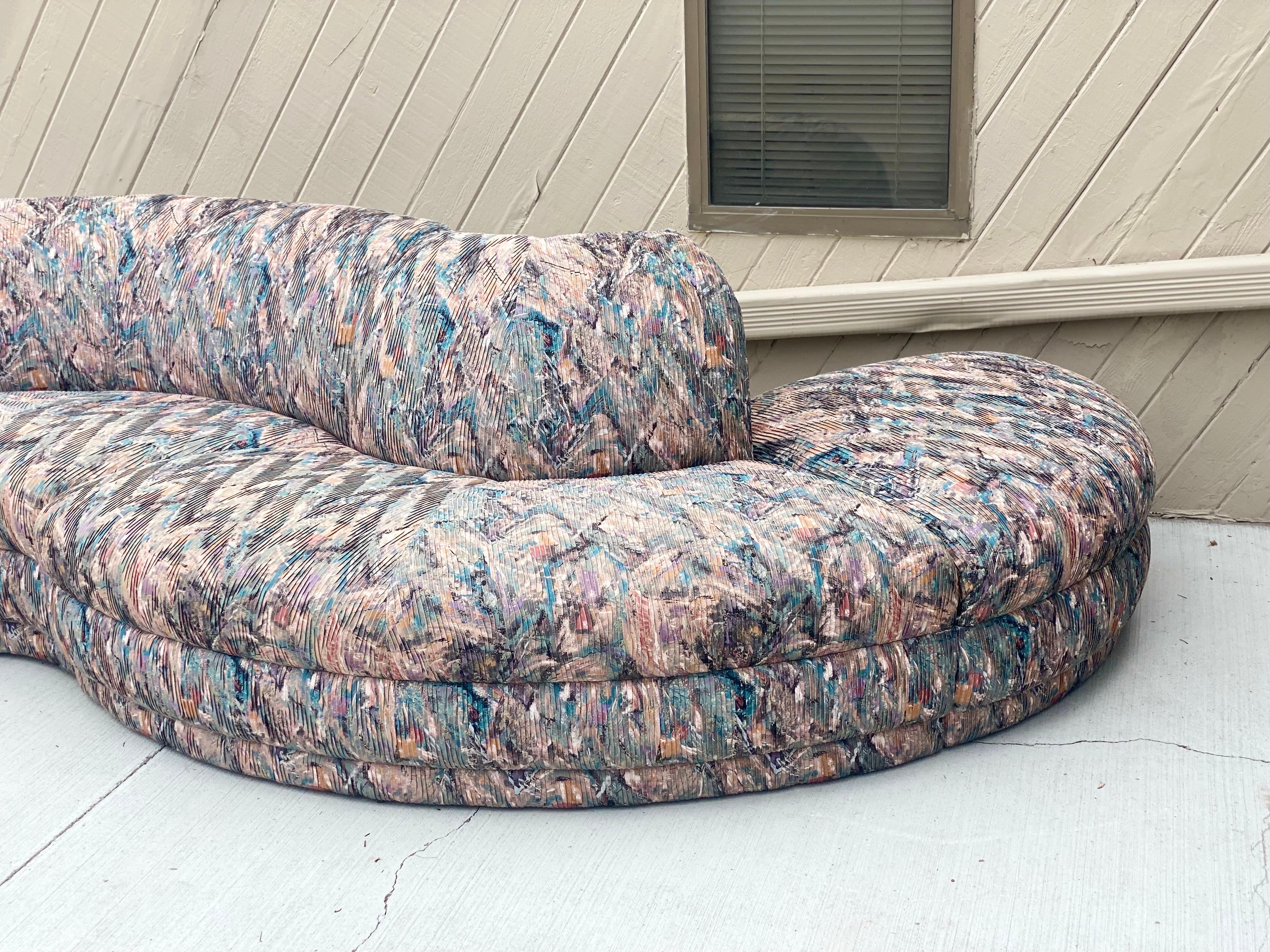 1980s Weiman Kagan Style Serpentine Curved Four-Piece Sectional For Sale 1