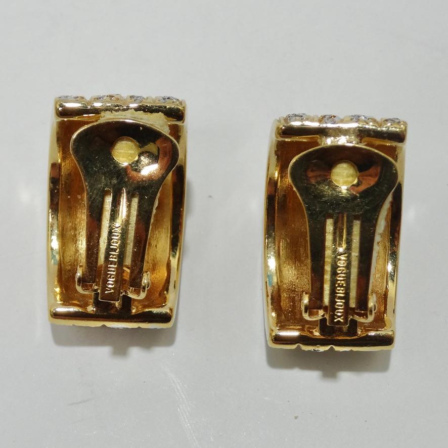 Boucles d'oreilles plaquées or 18K Voguebuox des années 1980 en vente 2