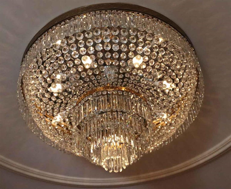 1980s Waldorf Astoria Hotel Chandelier Duke of Windsor Suite Flush Mount Crystal For Sale 1