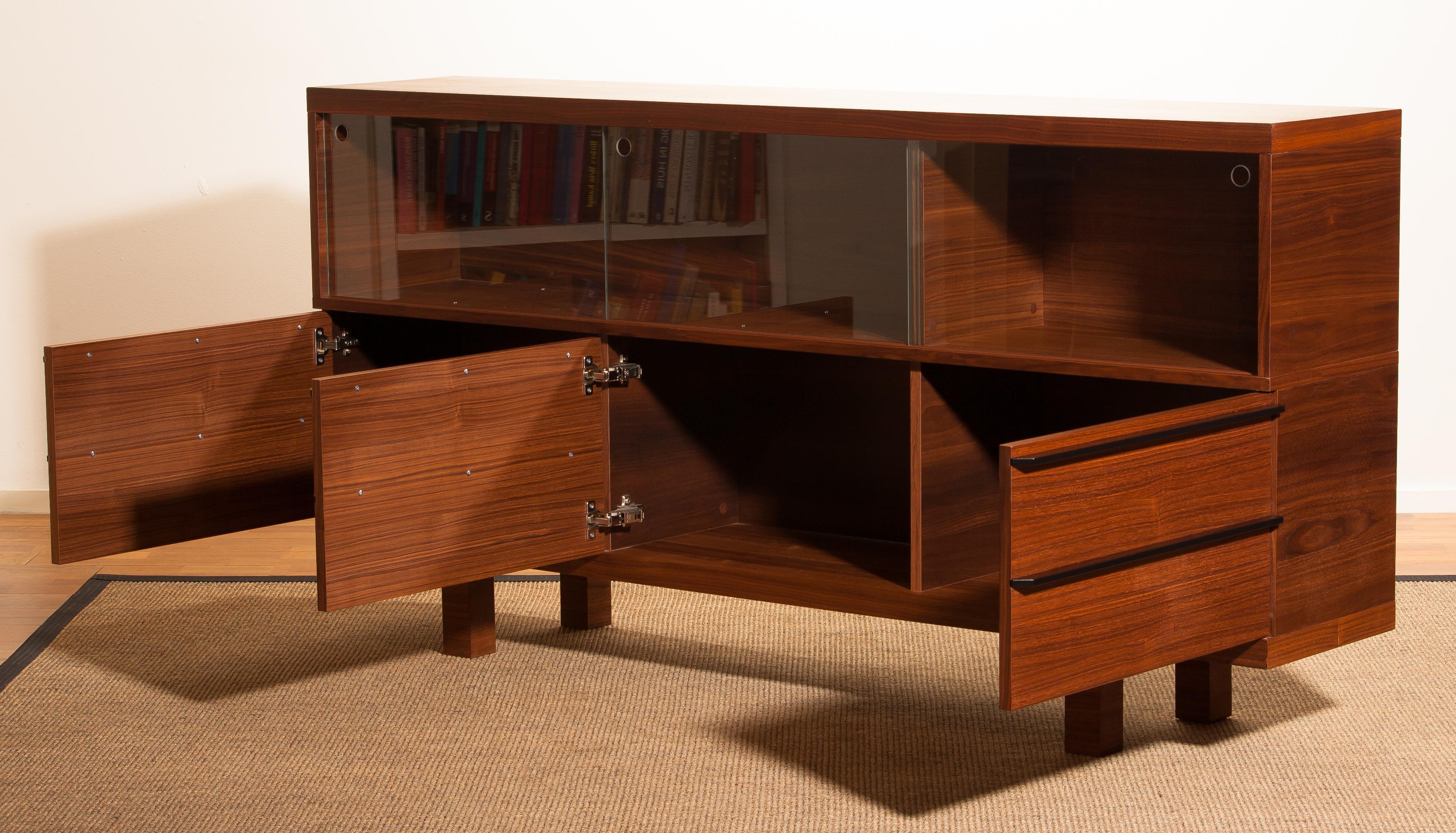 Late 20th Century 1980s, Walnut and Glass Sideboard, Norway
