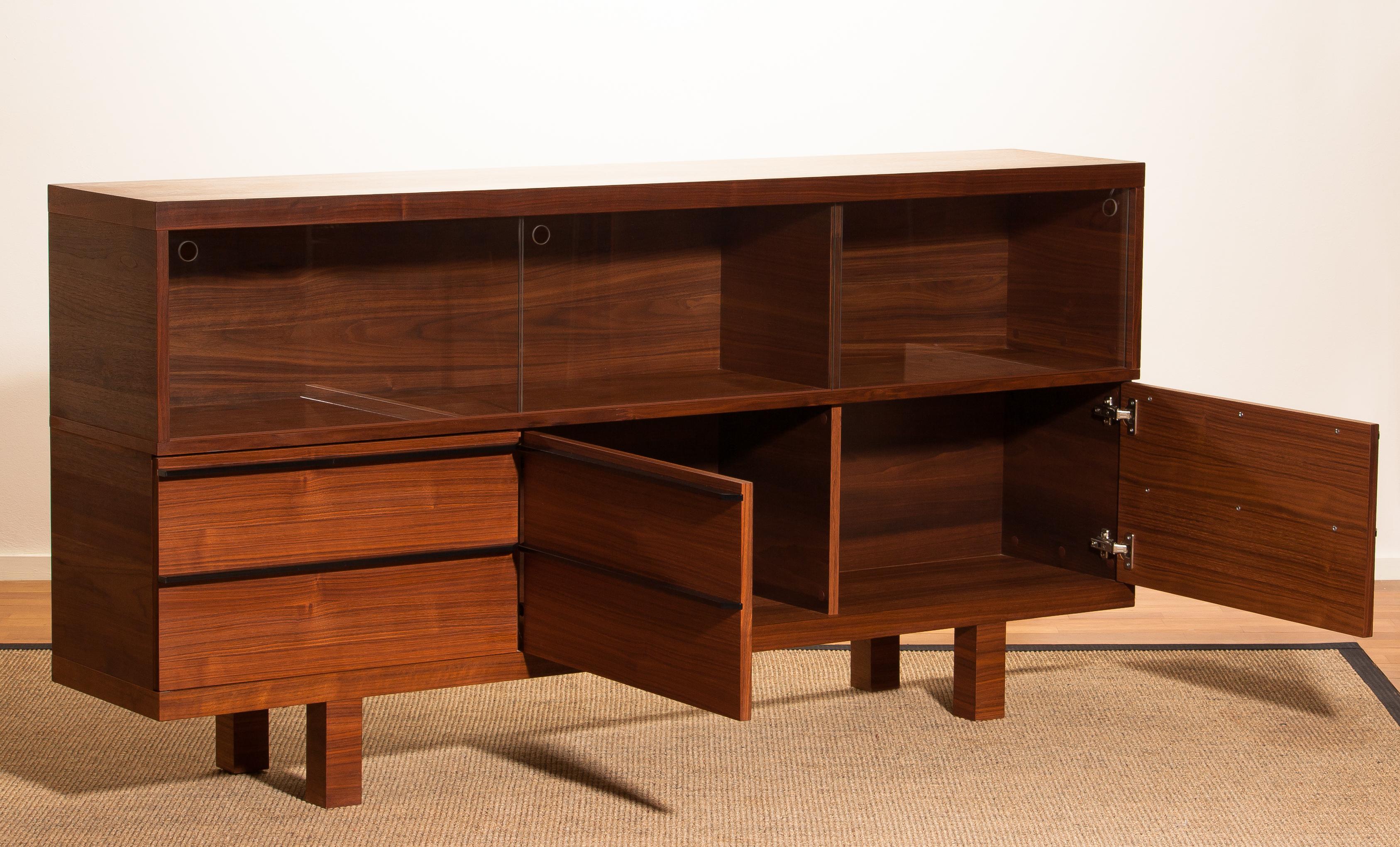 1980s, Walnut and Glass Sideboard, Norway 2
