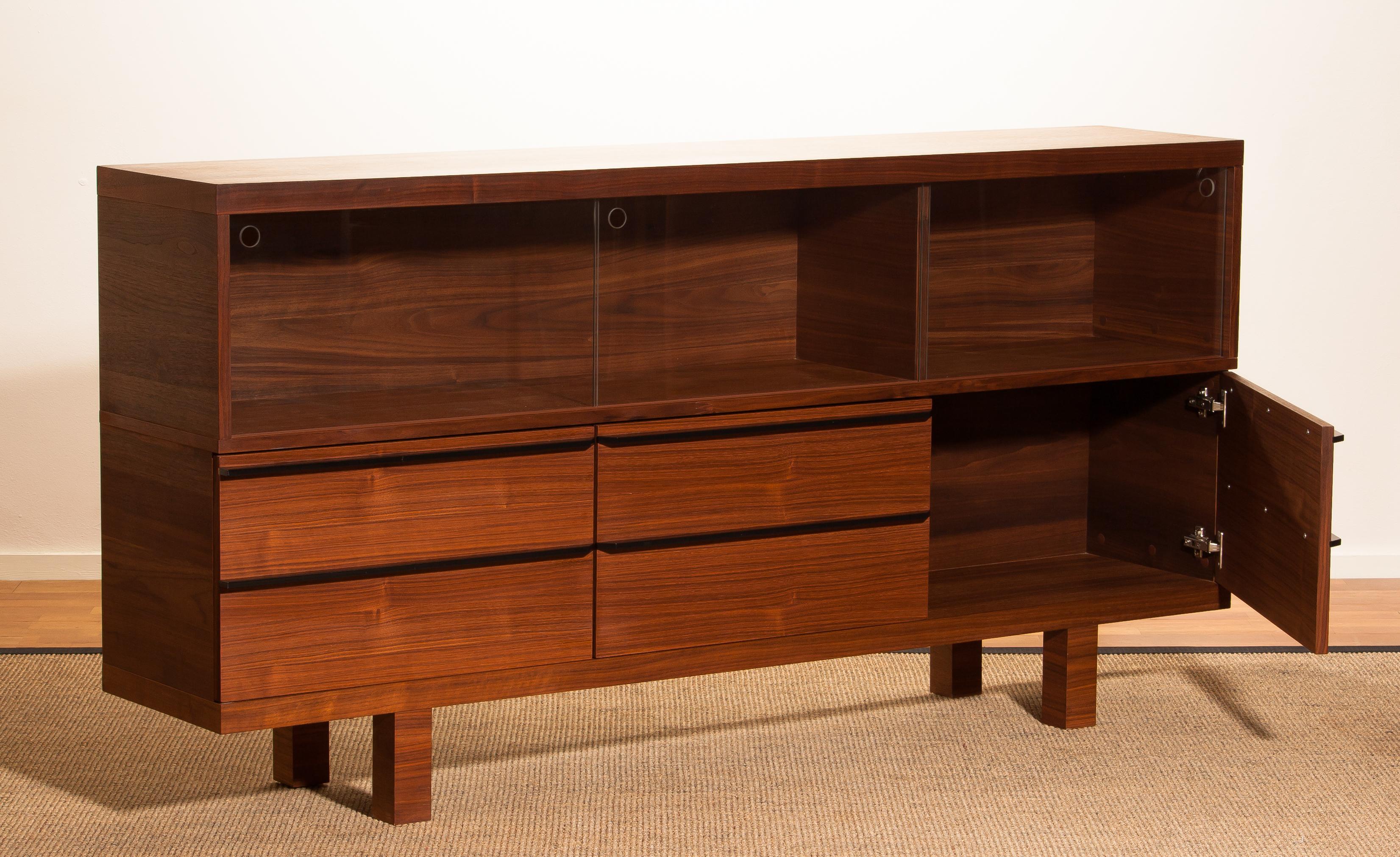 1980s, Walnut and Glass Sideboard, Norway 3