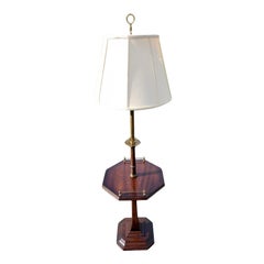 1980s Walnut Floor Lamp with End Table