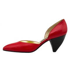1980s Walter Steiger Red Leather D'Orsay Pumps