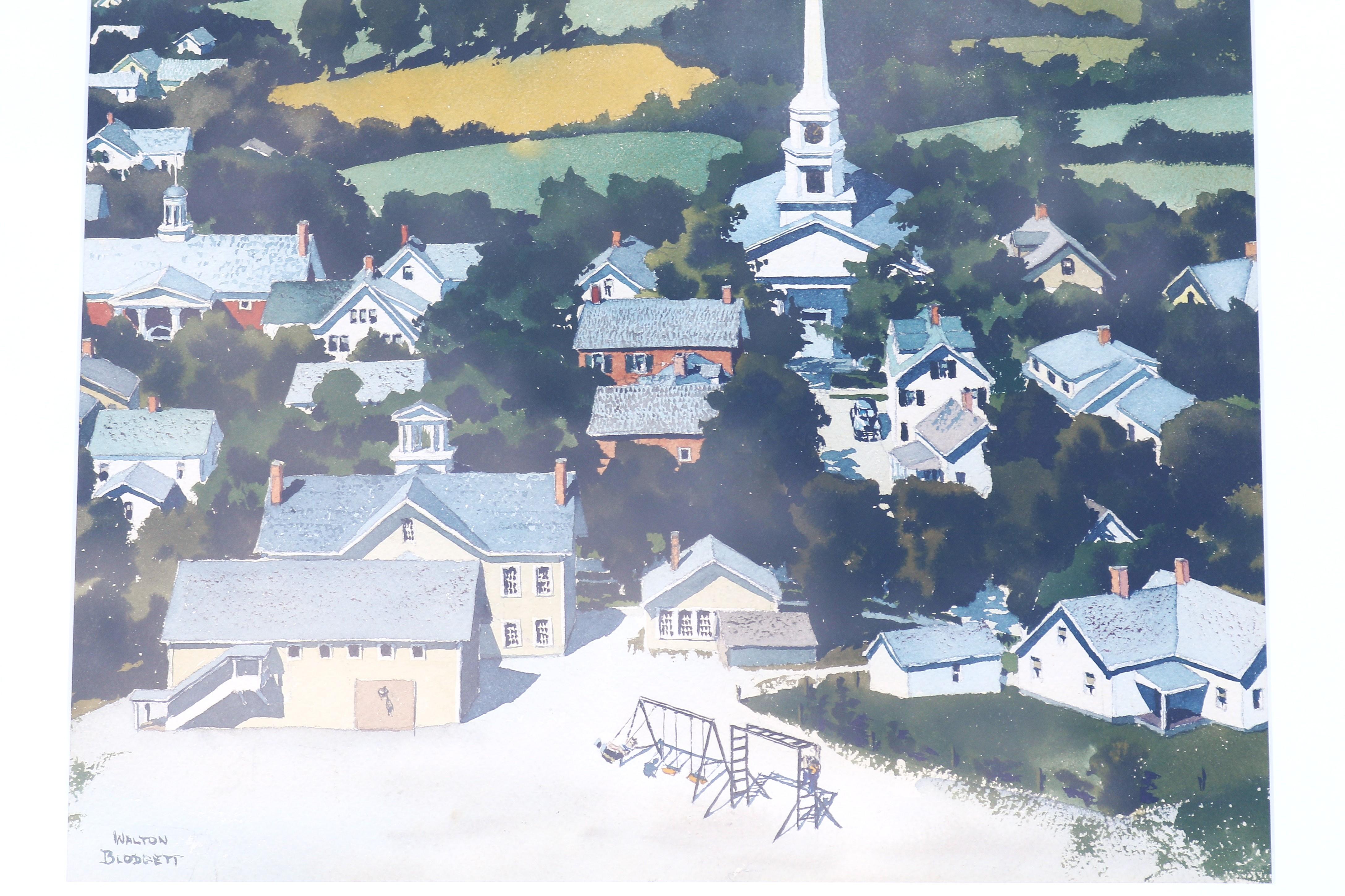 Walton Blodgett New England Townes degli anni '80, stampa litografica firmata, opera d'arte incorniciata in vendita 5