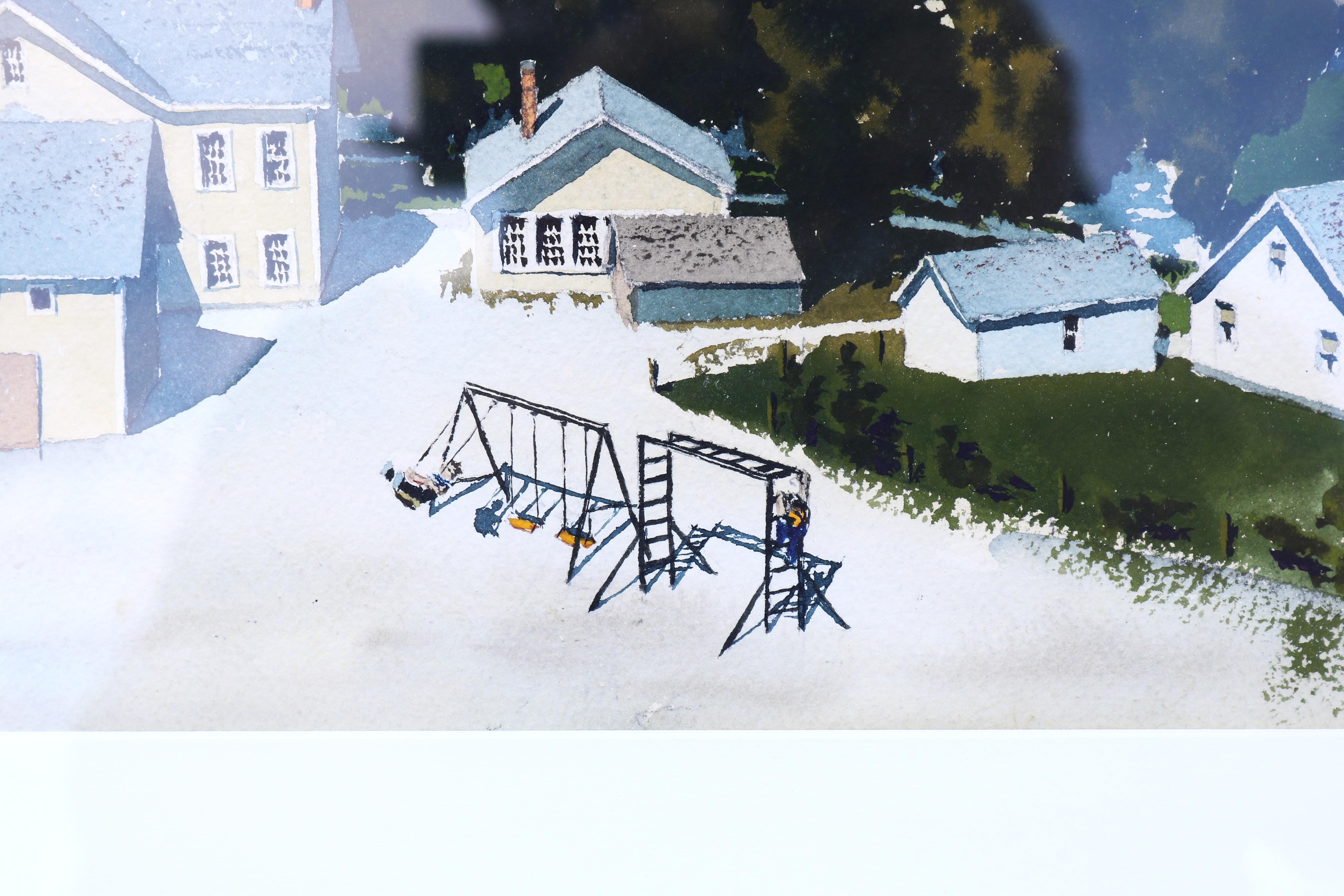 Walton Blodgett New England Townes degli anni '80, stampa litografica firmata, opera d'arte incorniciata in vendita 6