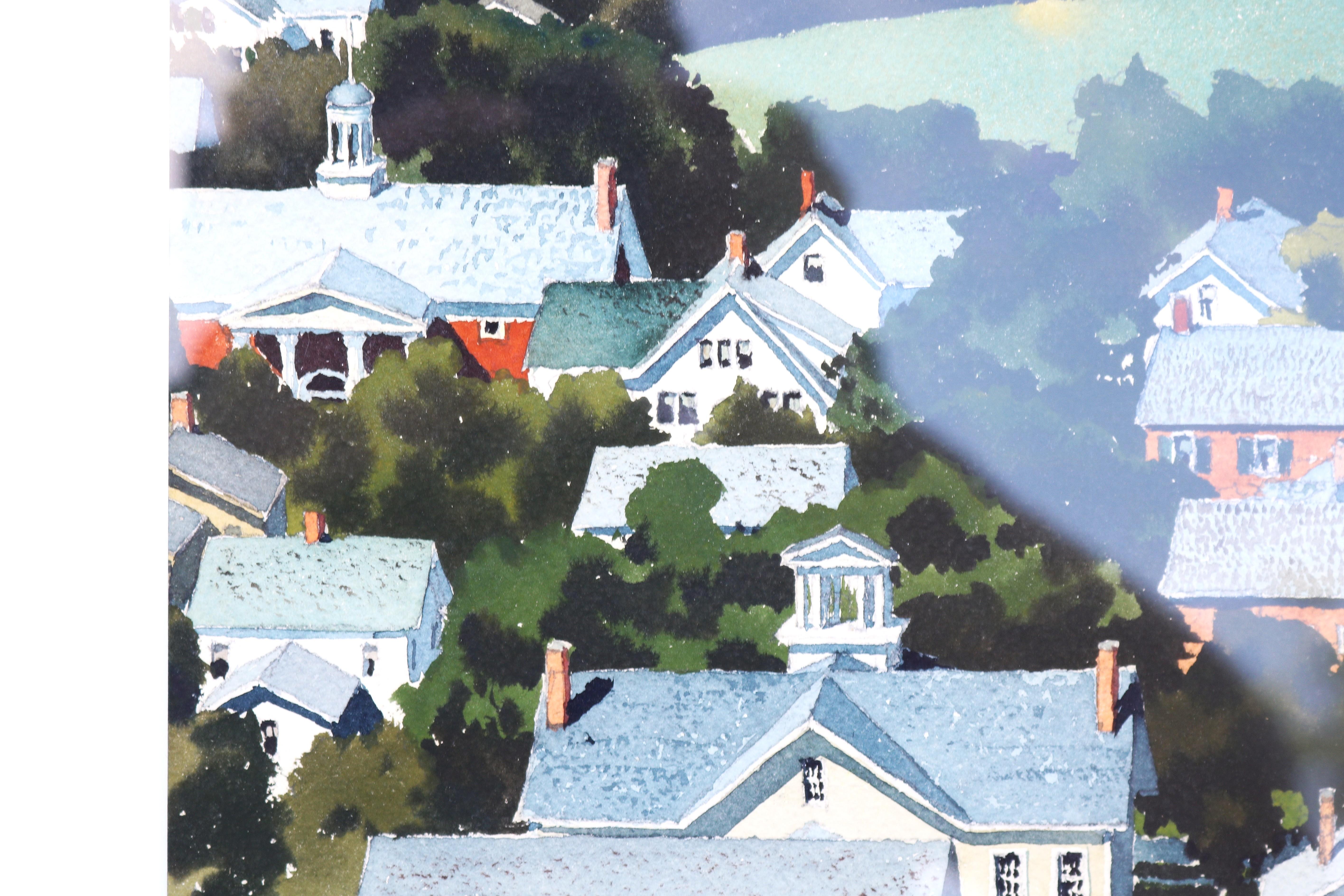 Walton Blodgett New England Townes degli anni '80, stampa litografica firmata, opera d'arte incorniciata in vendita 8