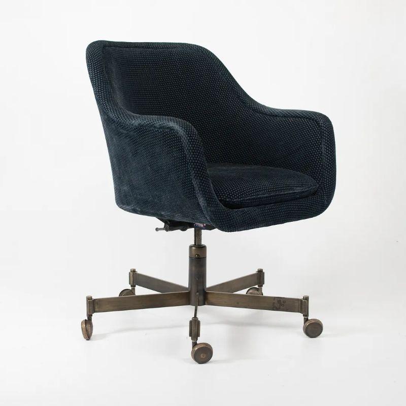 American 1980s Ward Bennett for Brickel Associates Bronze & Fabric Bucket Desk Chairs 2x For Sale