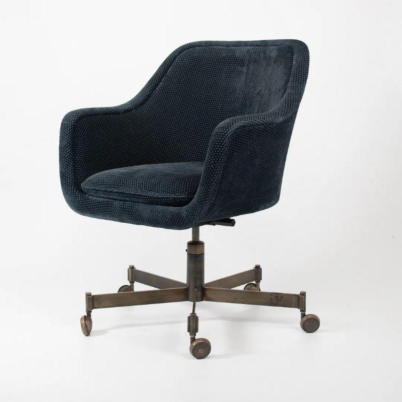 Late 20th Century 1980s Ward Bennett for Brickel Associates Bronze & Fabric Bucket Desk Chairs 2x For Sale