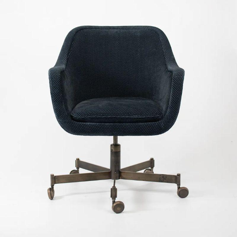 1980s Ward Bennett for Brickel Associates Bronze & Fabric Bucket Desk Chairs 2x For Sale 1